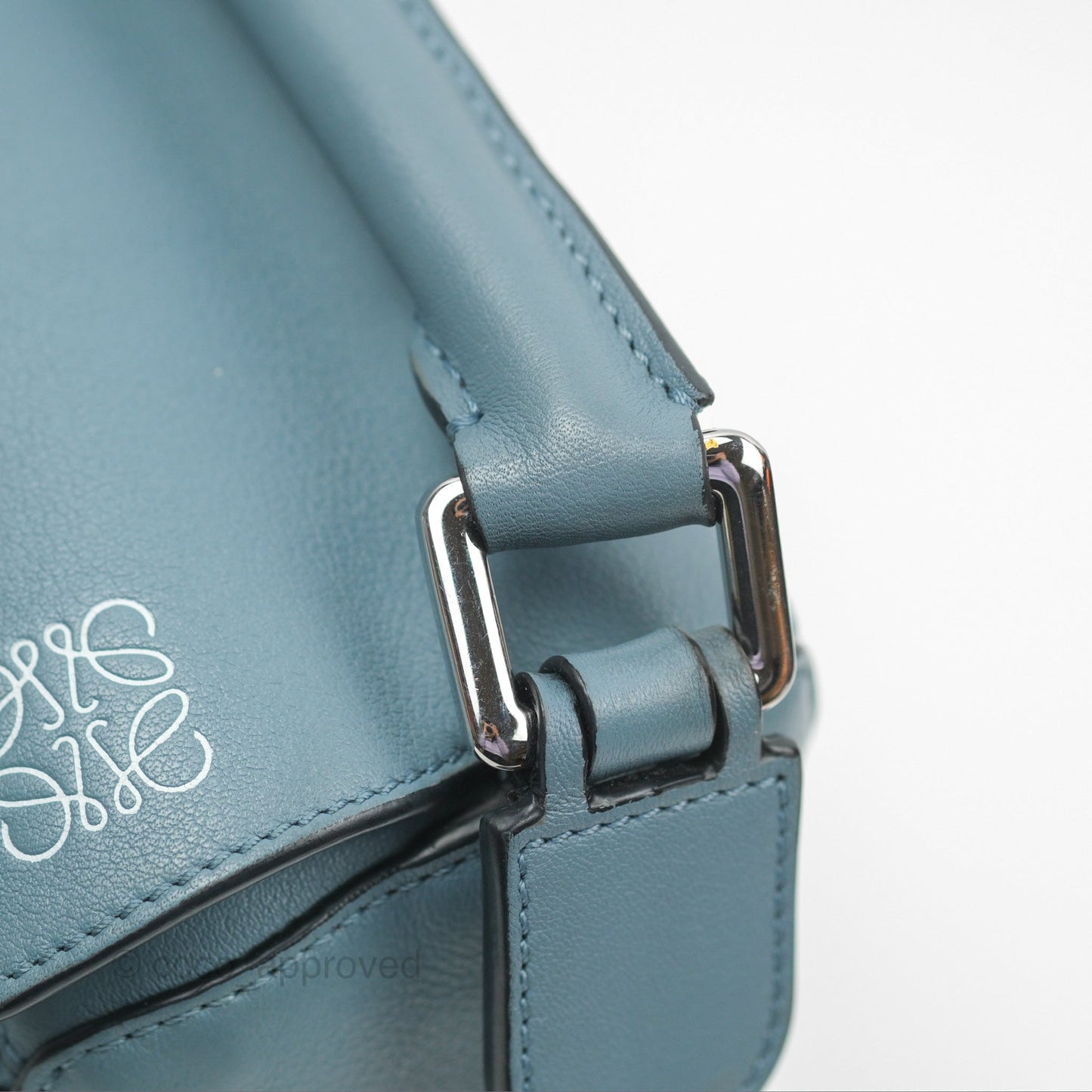 Loewe Small Puzzle Bag Stone Blue Calfskin Silver Hardware
