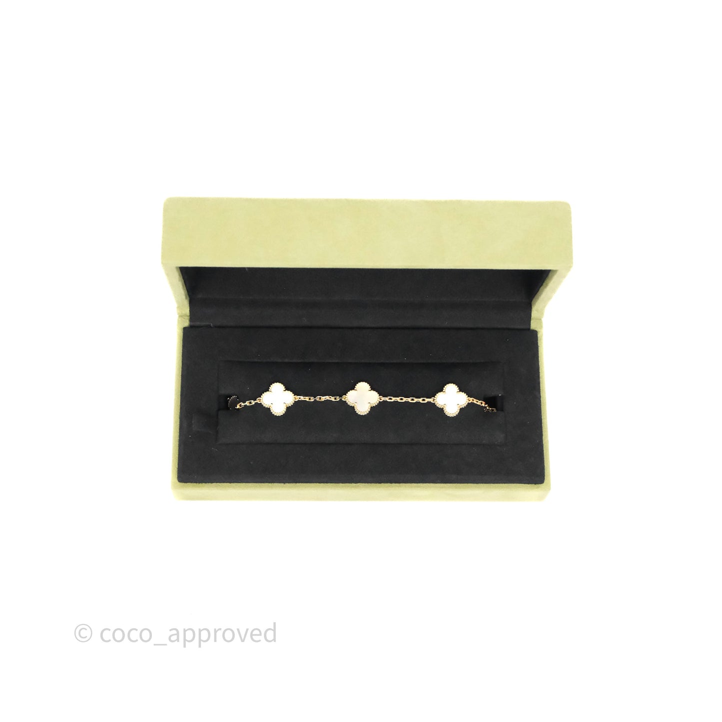 Van Cleef & Arpels Vintage Alhambra 5 Motifs White Yellow Gold Bracelet