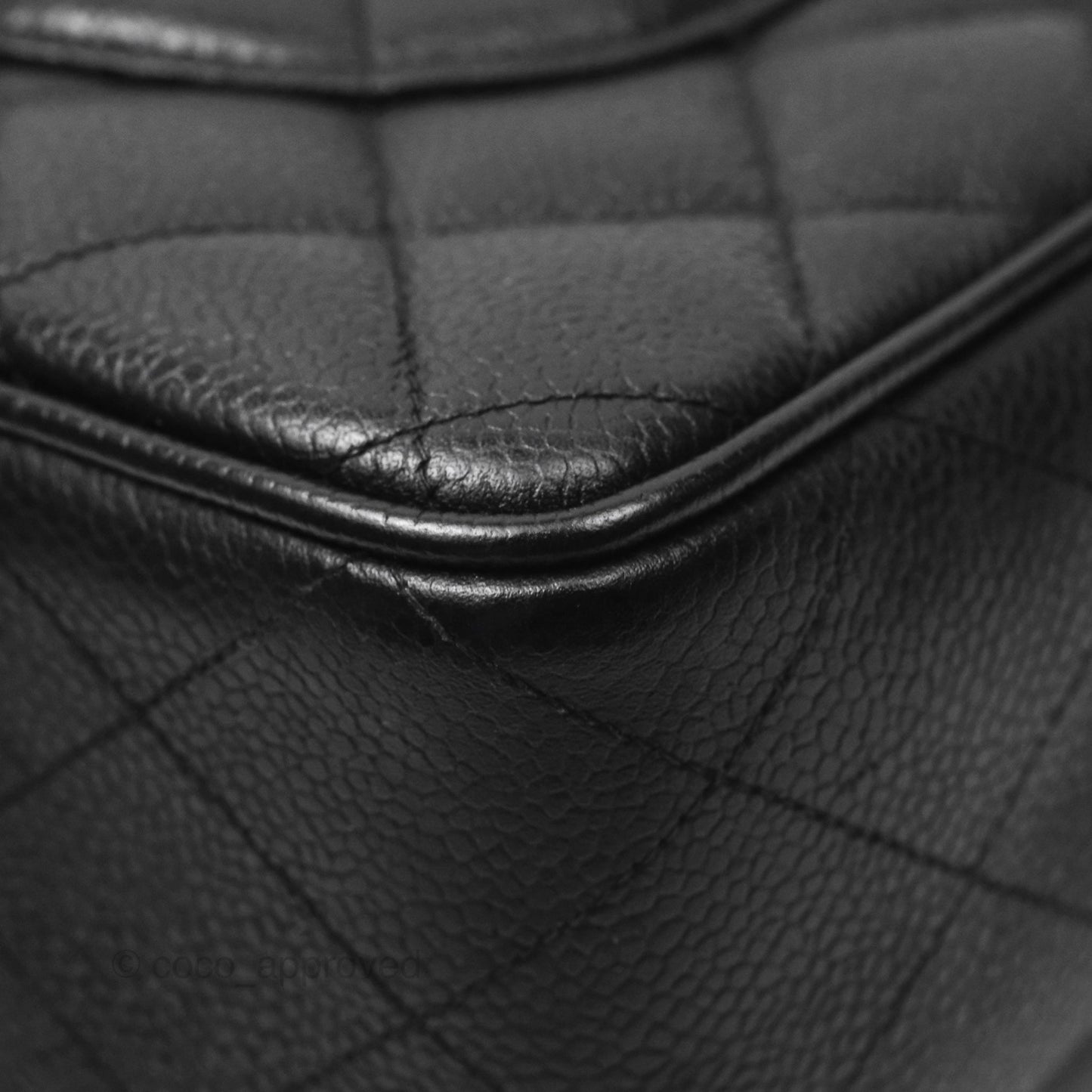 Chanel Vintage Jumbo Single Flap Black Caviar 24K Gold Hardware
