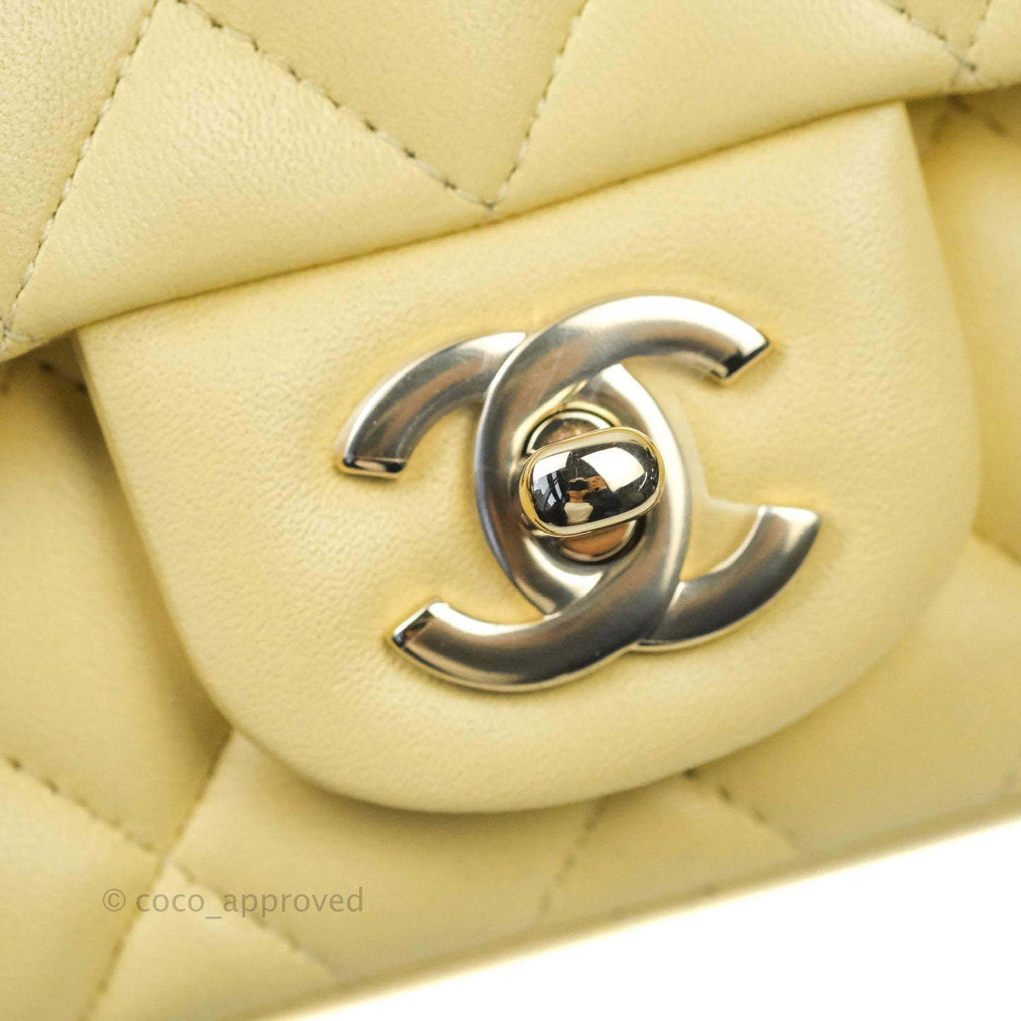 Chanel Quilted Mini Square Yellow Lambskin Gold Hardware
