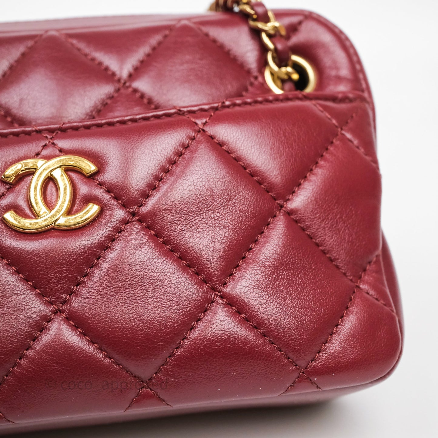 Chanel Small Camera Bag Burgundy Lambskin Gold Hardware