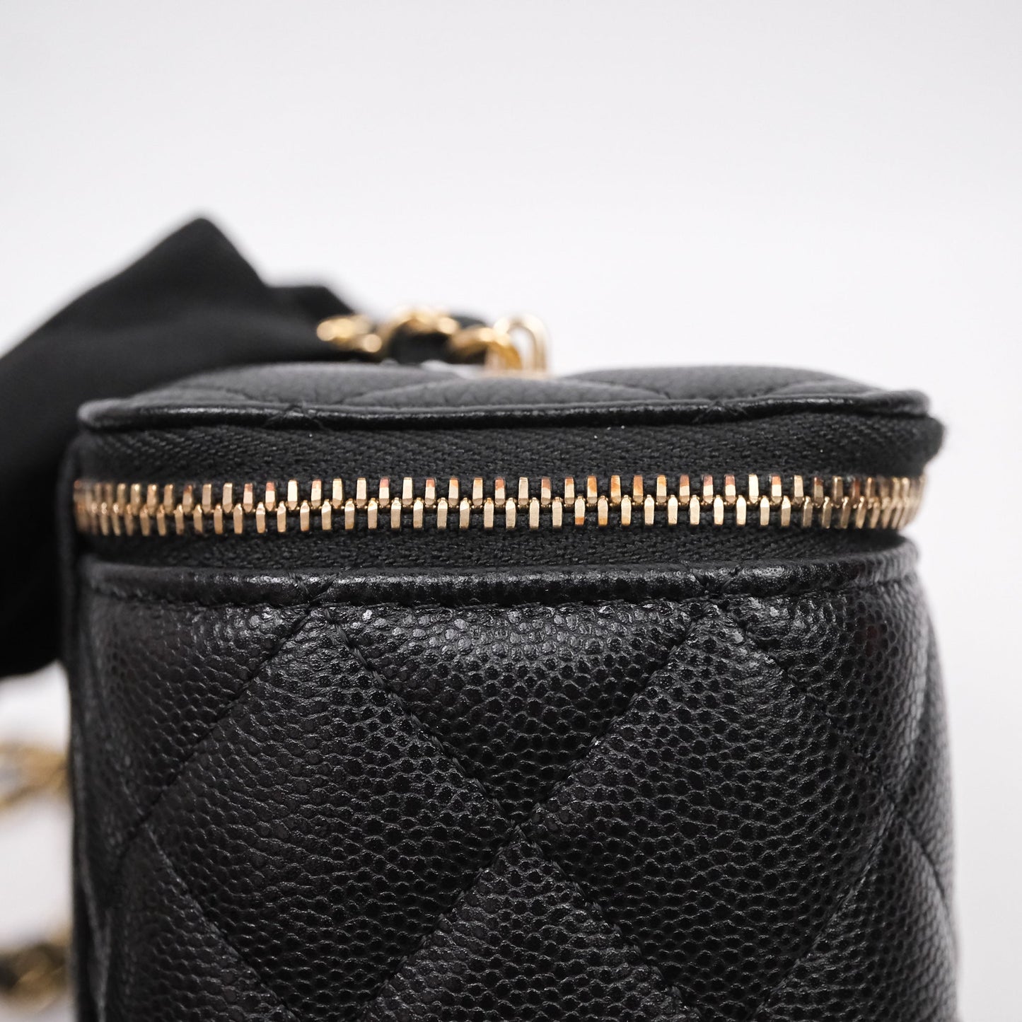 Chanel Vanity Rectangular With Chain Black Caviar Gold Hardware