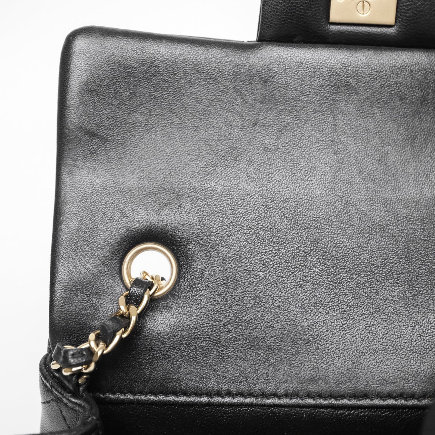 Chanel Quilted Extra Mini Rectangular Flap Black Lambskin Aged Gold Hardware