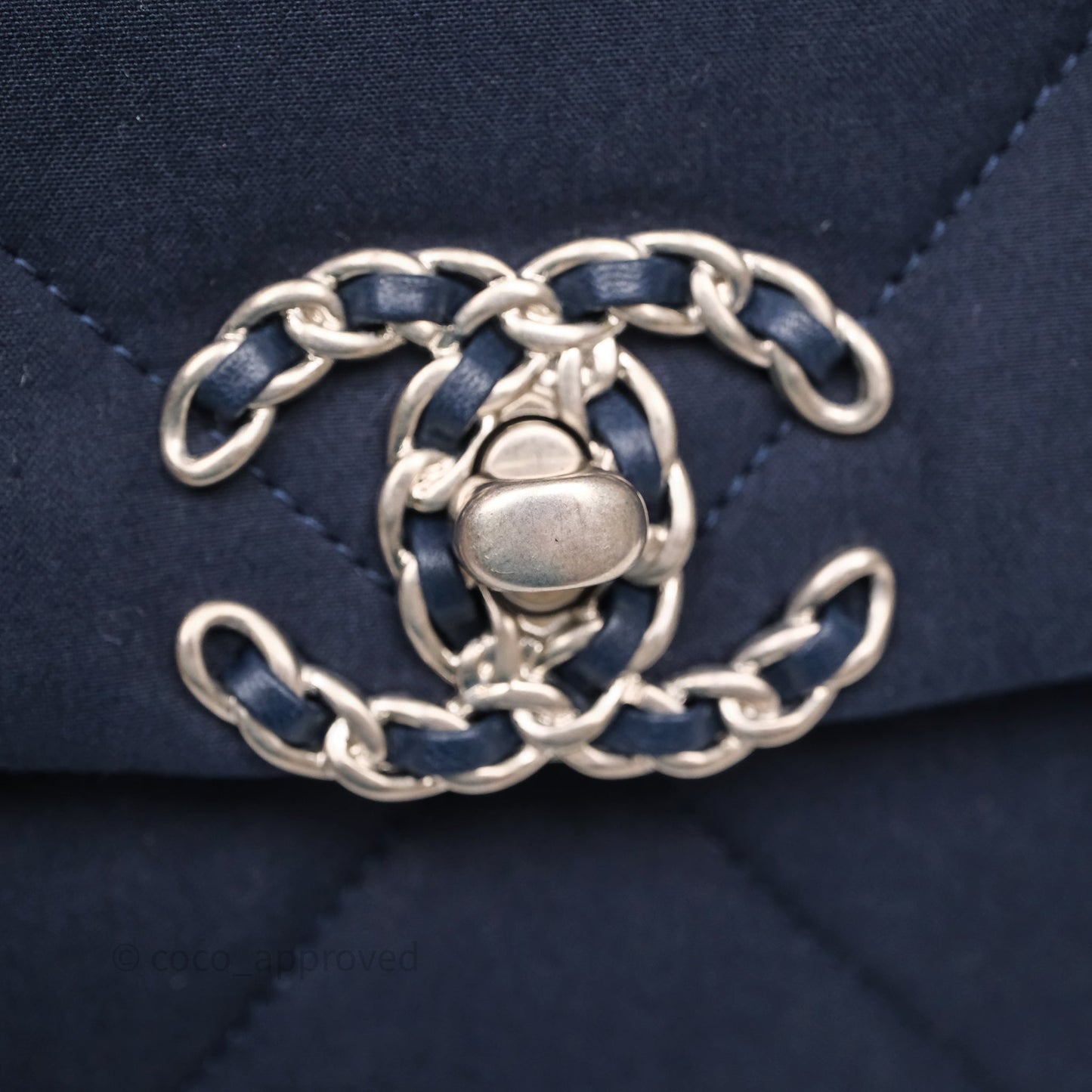 Chanel 19 Small Dark Navy Fabric Mixed Hardware
