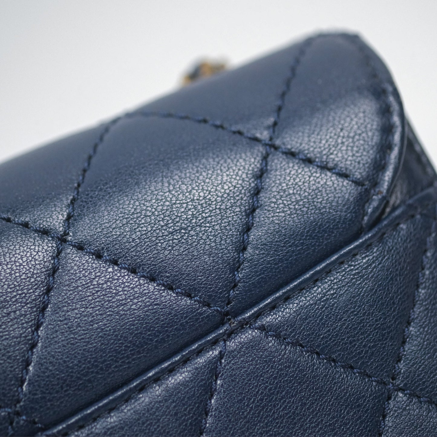 Chanel Beauty Lock Flap Bag Navy Sheepskin Aged Gold Hardware