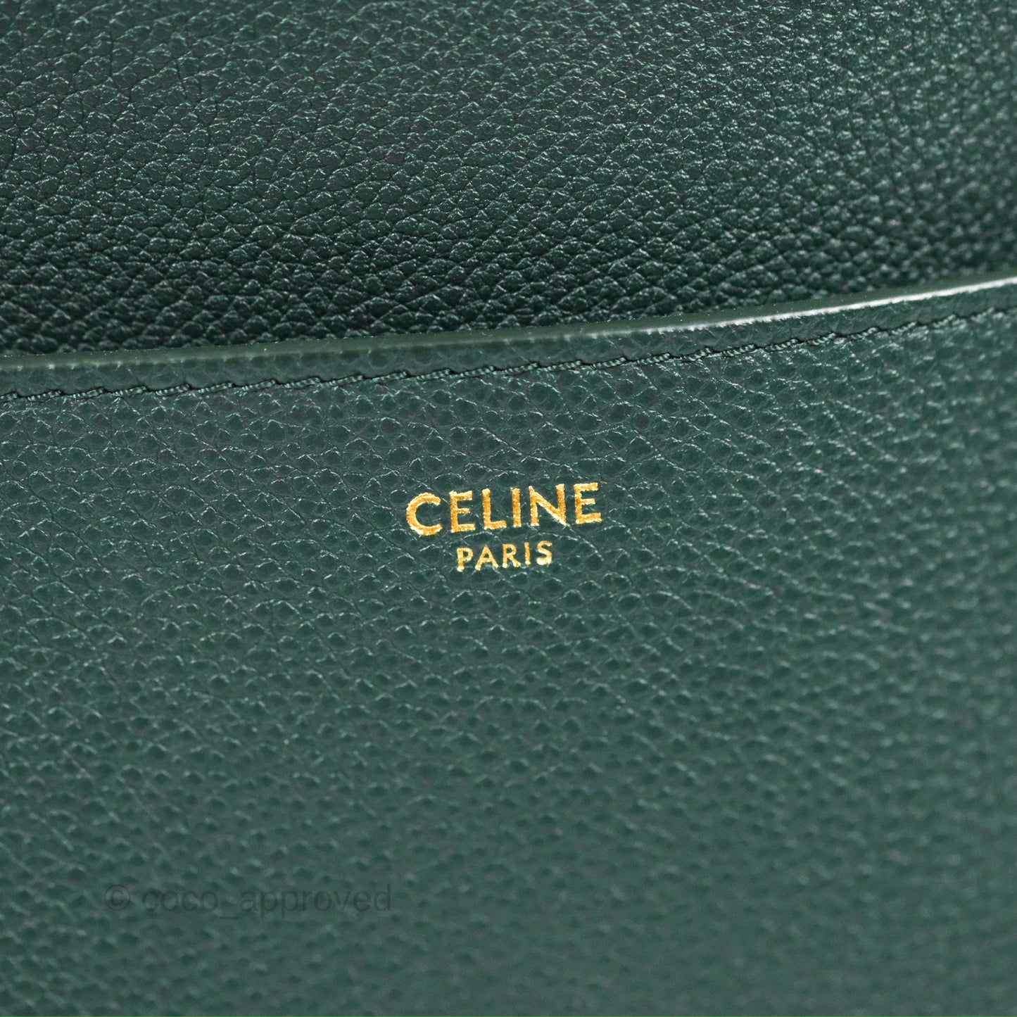 Celine Sangle Bucket Bag Grained Calfskin Dark Green