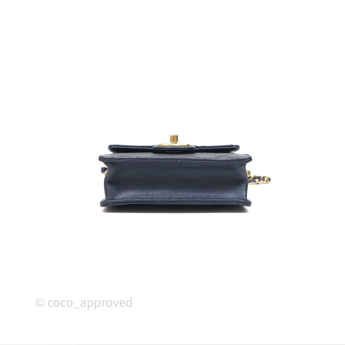 Chanel Quilted Chic Pearls Flap Iridescent Navy Goatskin Aged Gold Hardware