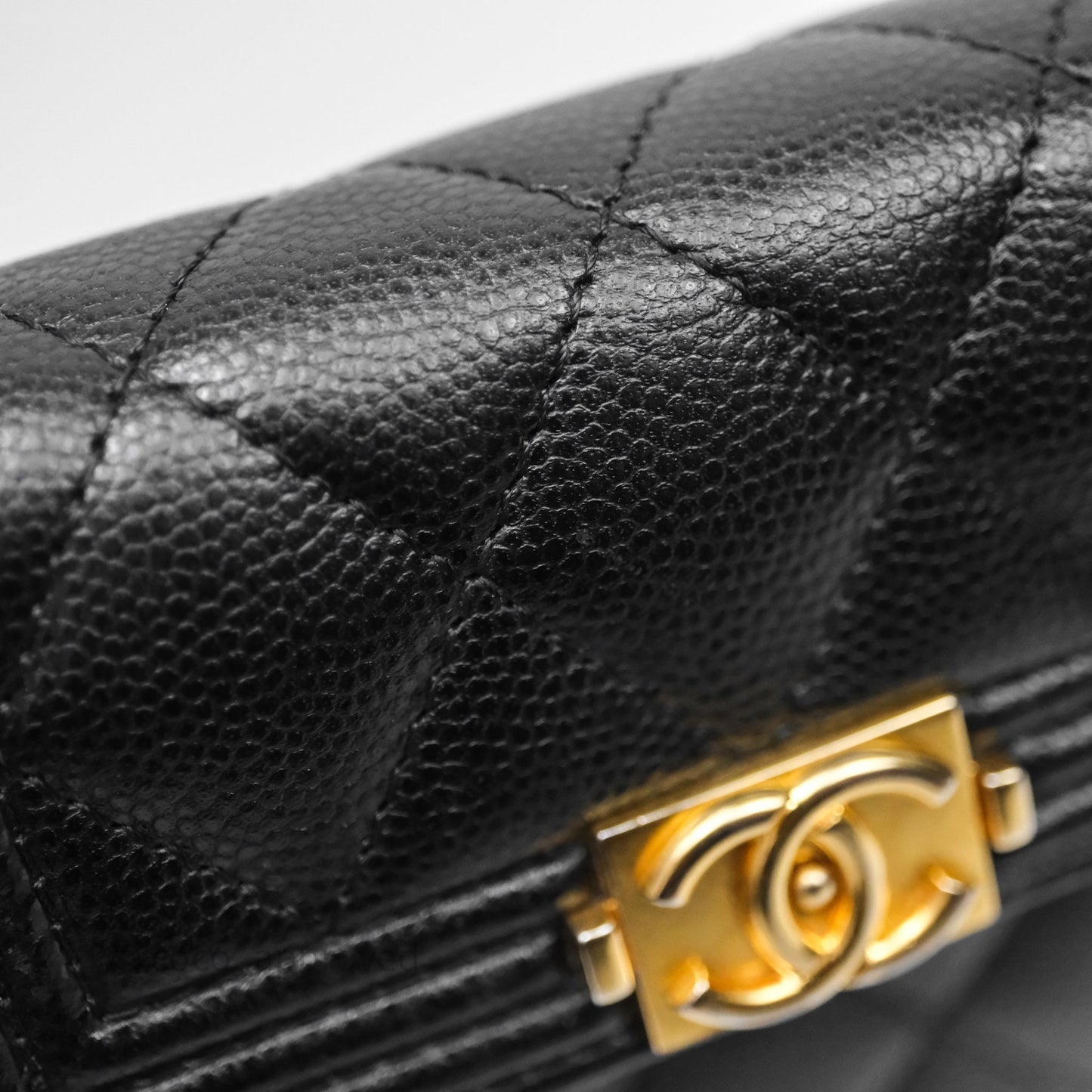 Chanel Small Boy Flap Wallet Black Caviar Gold Hardware