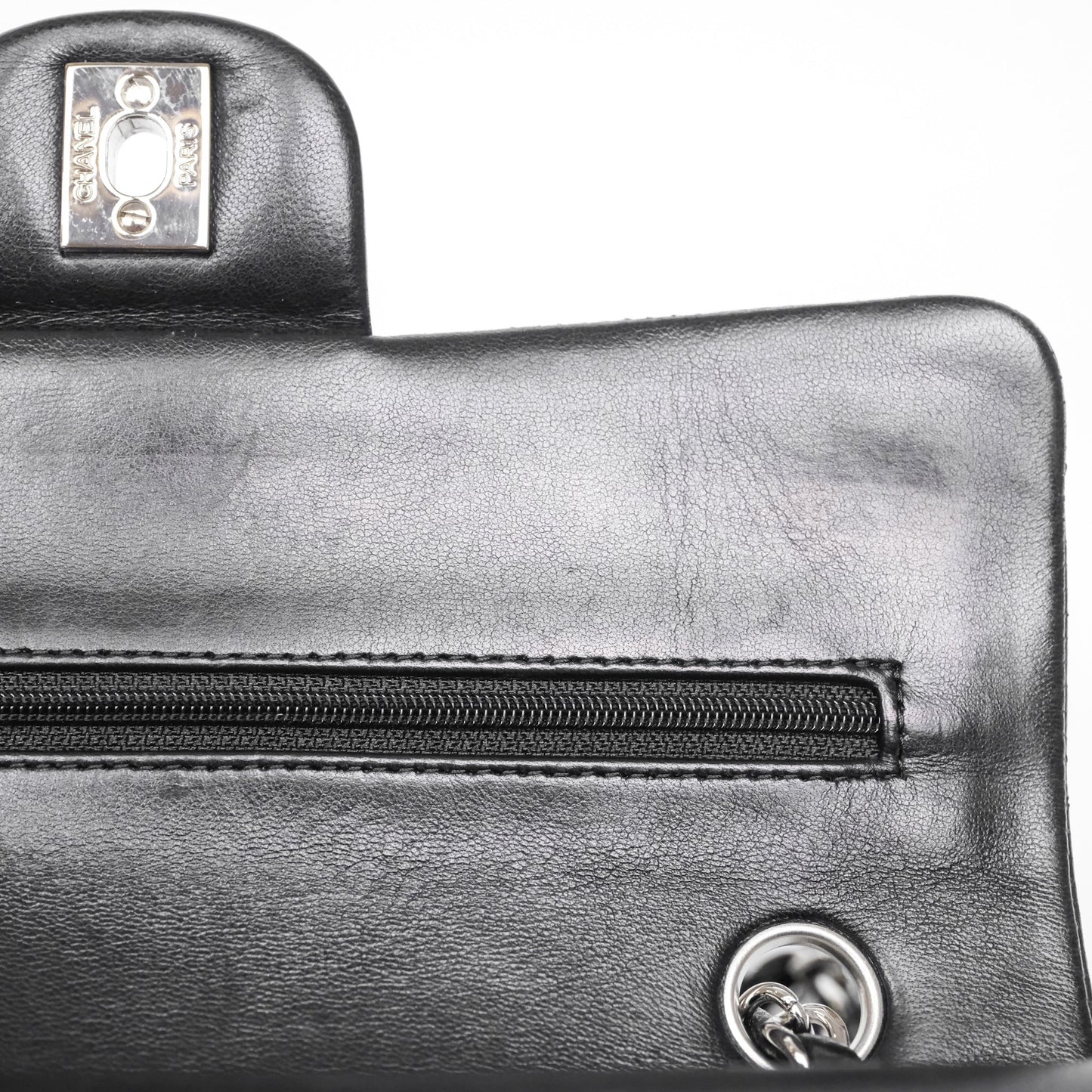 Chanel Small Classic Flap Quilted Black Lambskin Silver Hardware