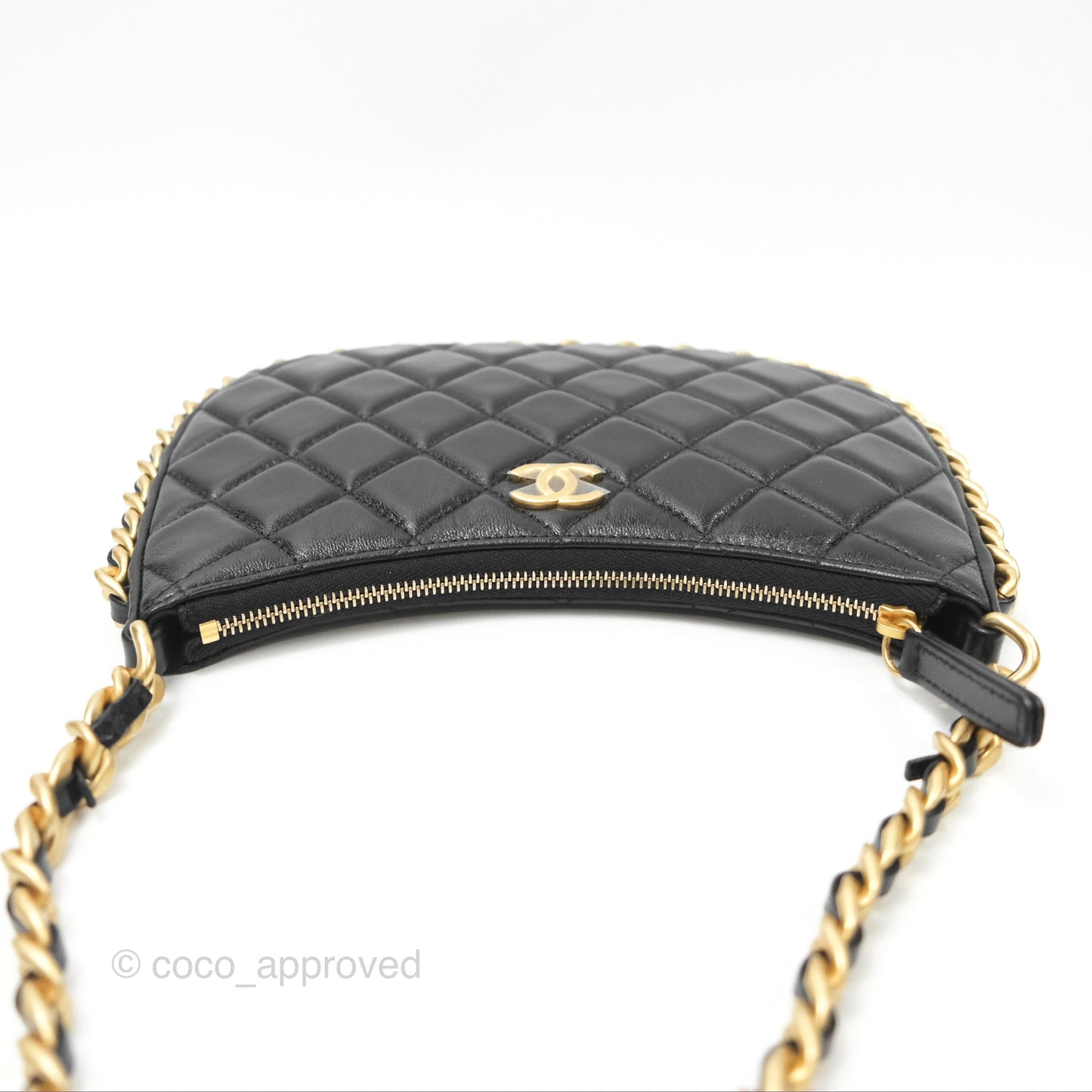 Chanel Chain Around Hobo Bag Black Lambskin Aged Gold Hardware 23B