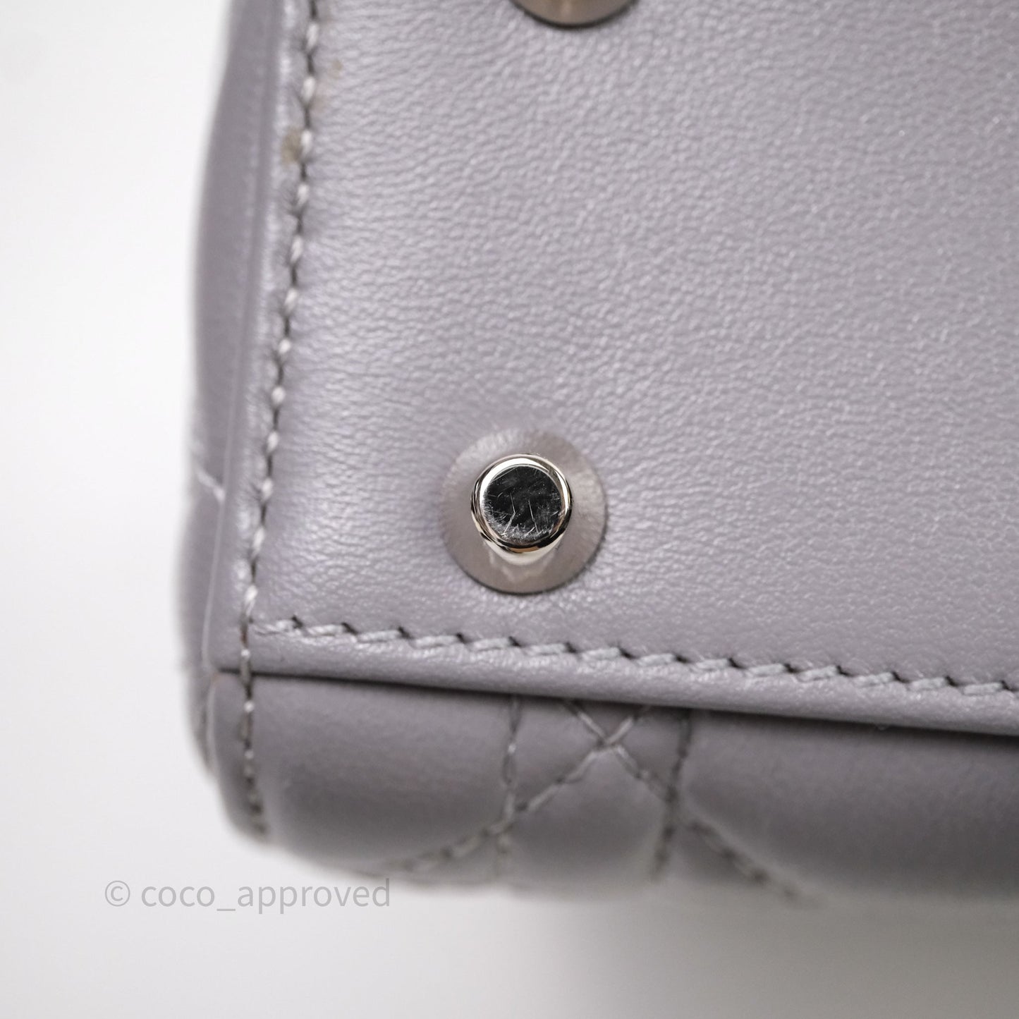 Christian Dior Mini Lady Dior Lambskin Cannage Grey Silver Hardware