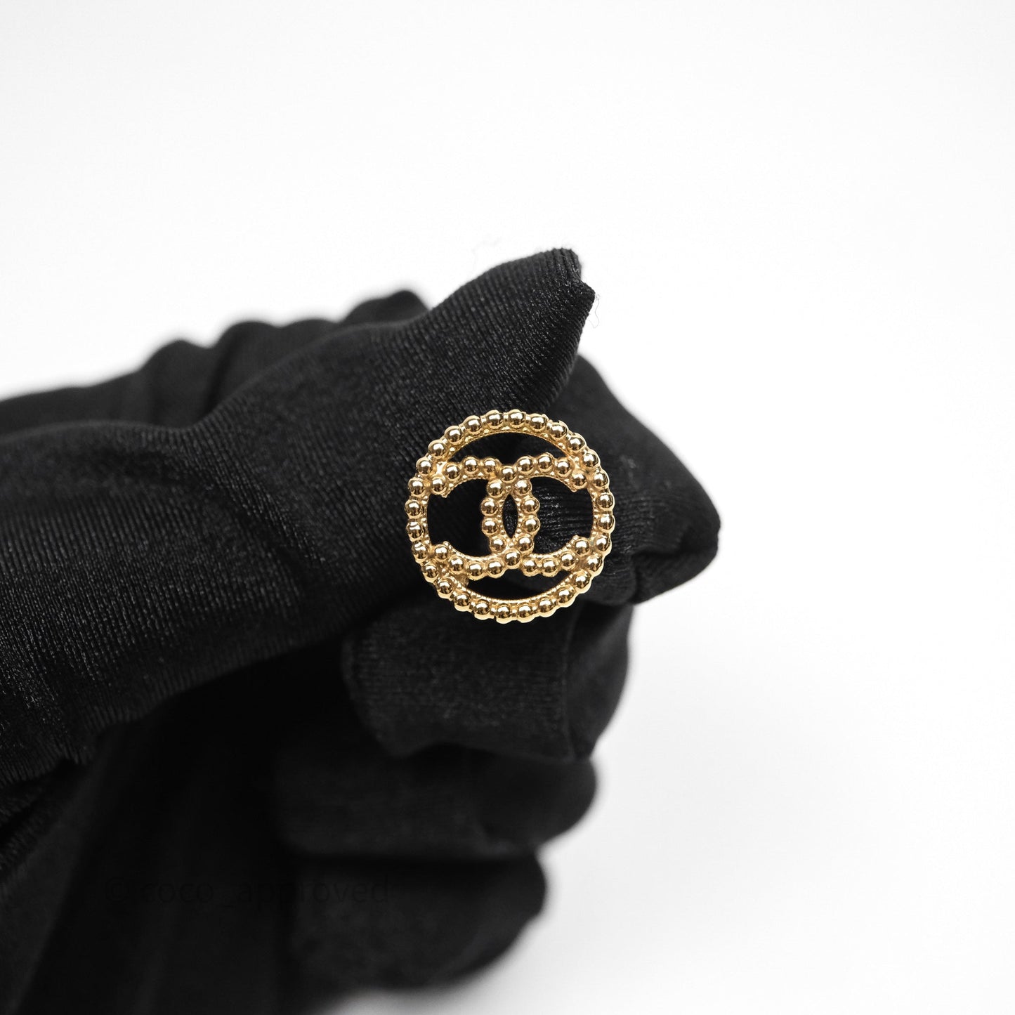 Chanel CC Round Metal Bead Earrings Gold Tone 22C