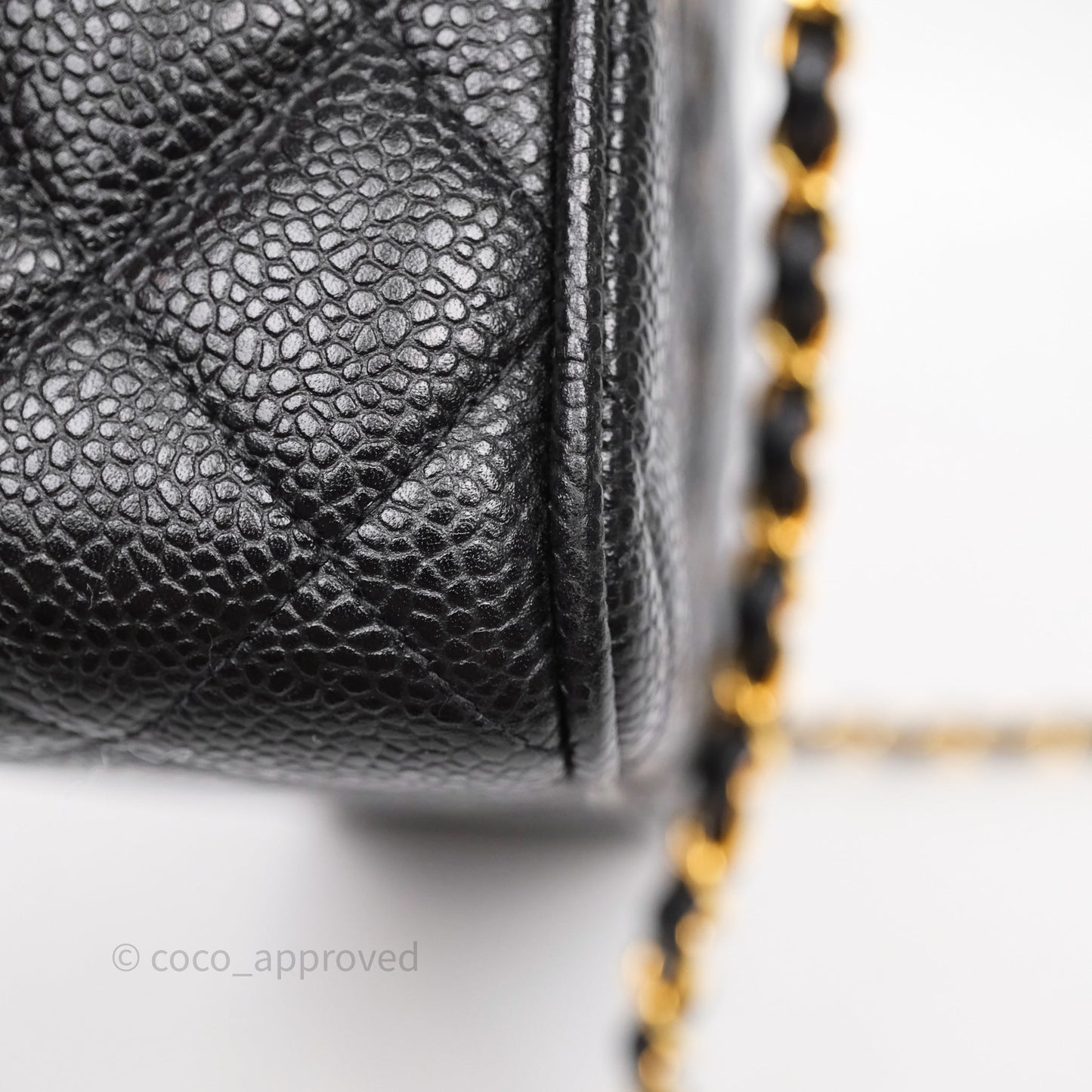 Chanel Vintage Camera Bag Coco Crush Black Caviar Gold Hardware