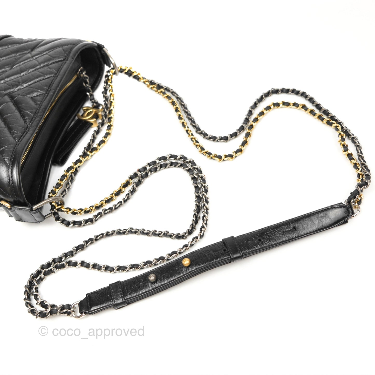 Chanel Chevron Small Gabrielle Hobo Black Aged Calfskin Mixed Hardware