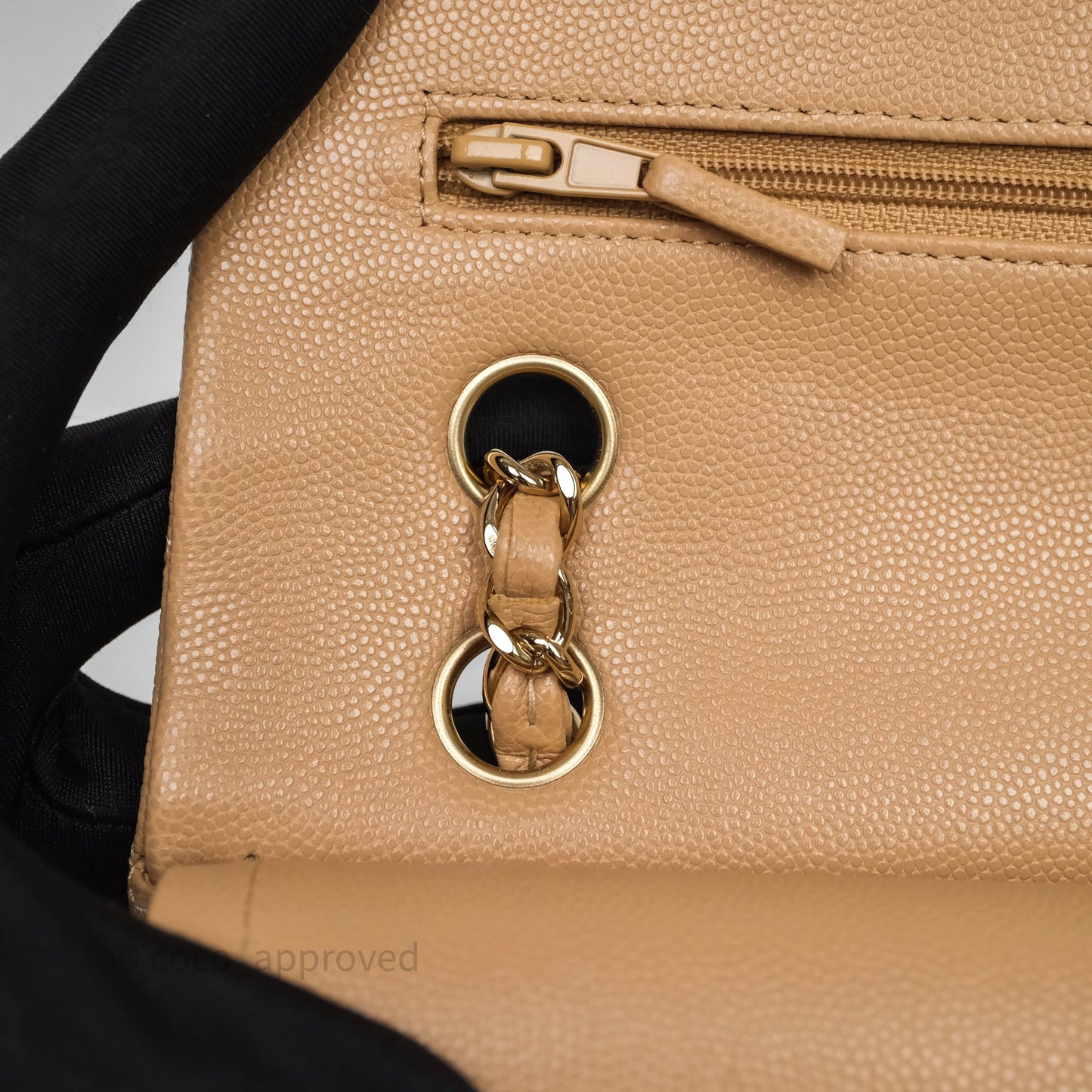 Chanel Classic M/L Medium Flap Quilted Dark Beige Caviar Gold Hardware