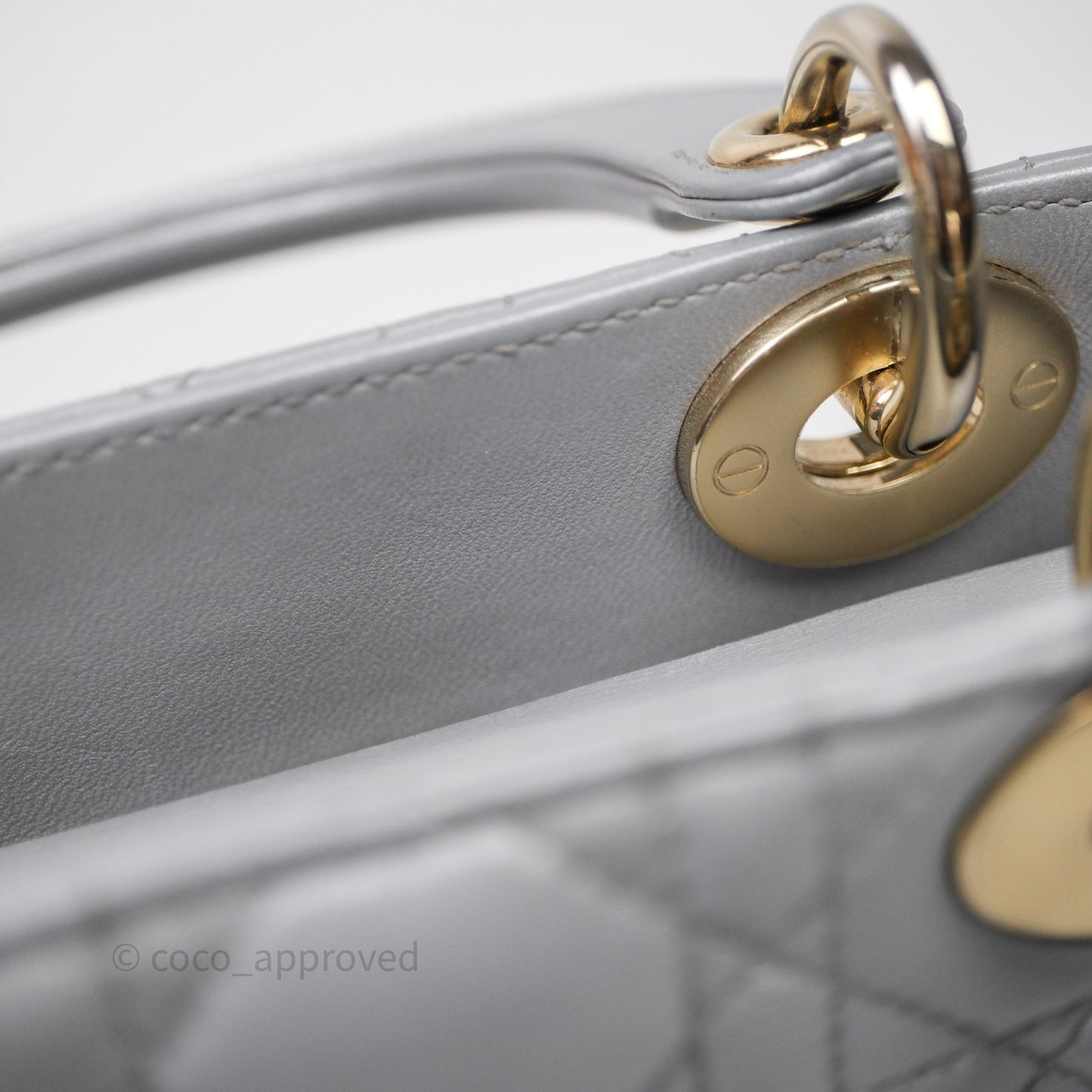 Christian Dior Mini Lady Dior Iridescent Grey Lambskin Cannage Gold Hardware