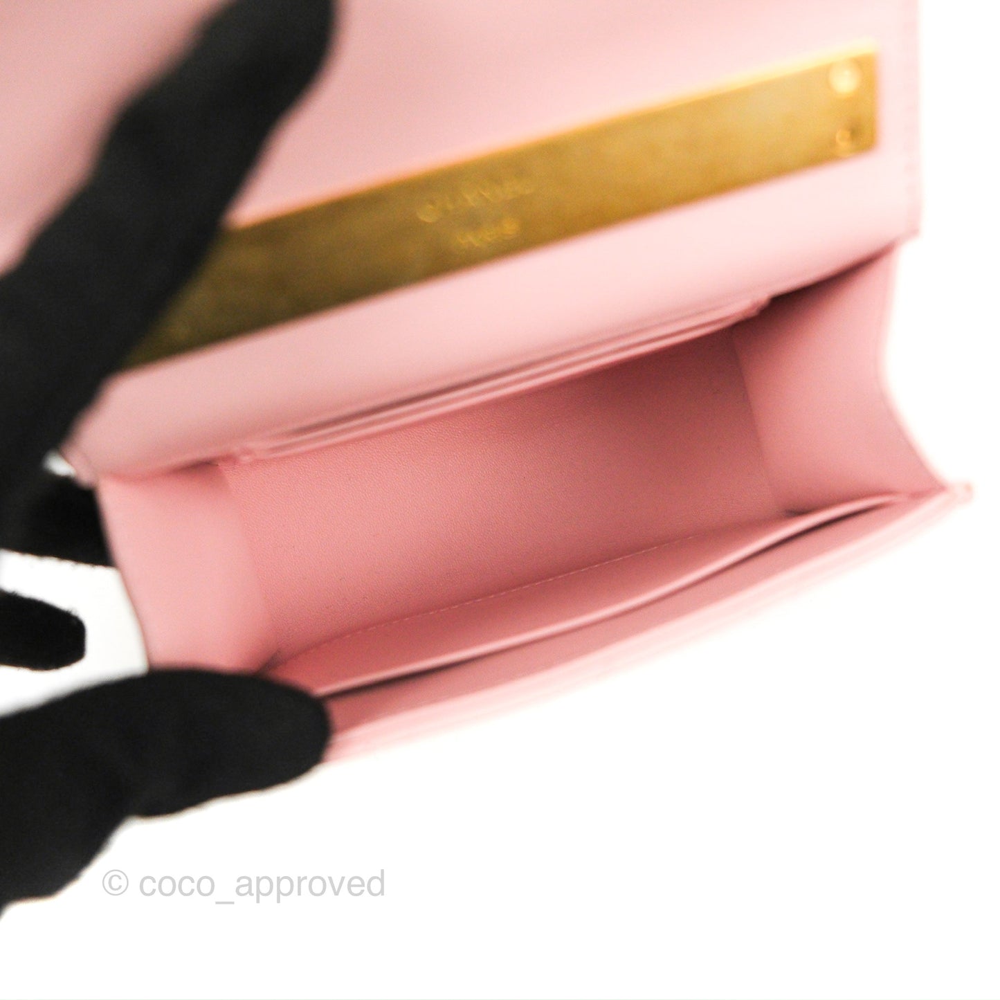 Chanel Enamel Top Handle Clutch with Chain Pink Lambskin Aged Gold Hardware 22B