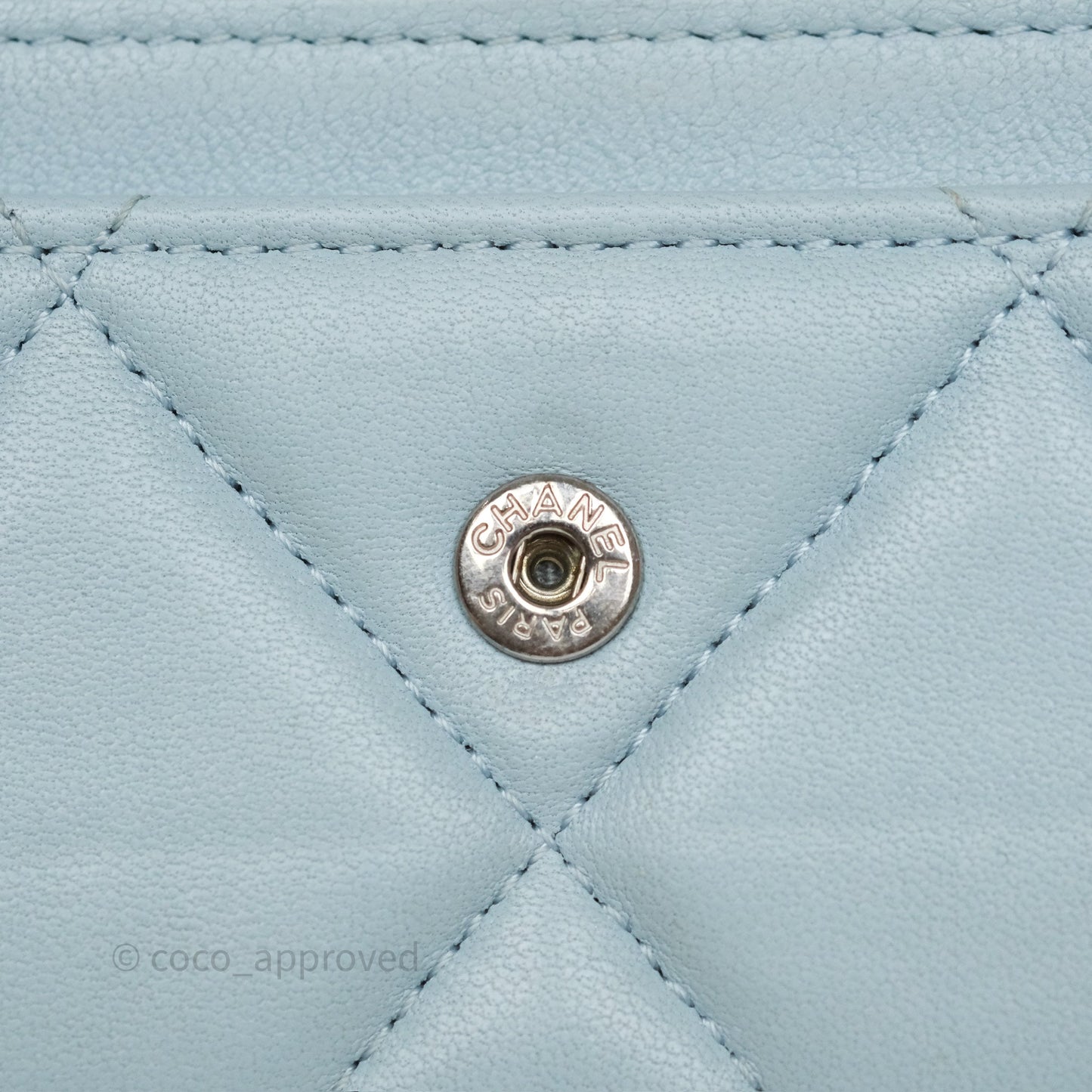 Chanel 19 Flap Card Holder Light Blue Lambskin