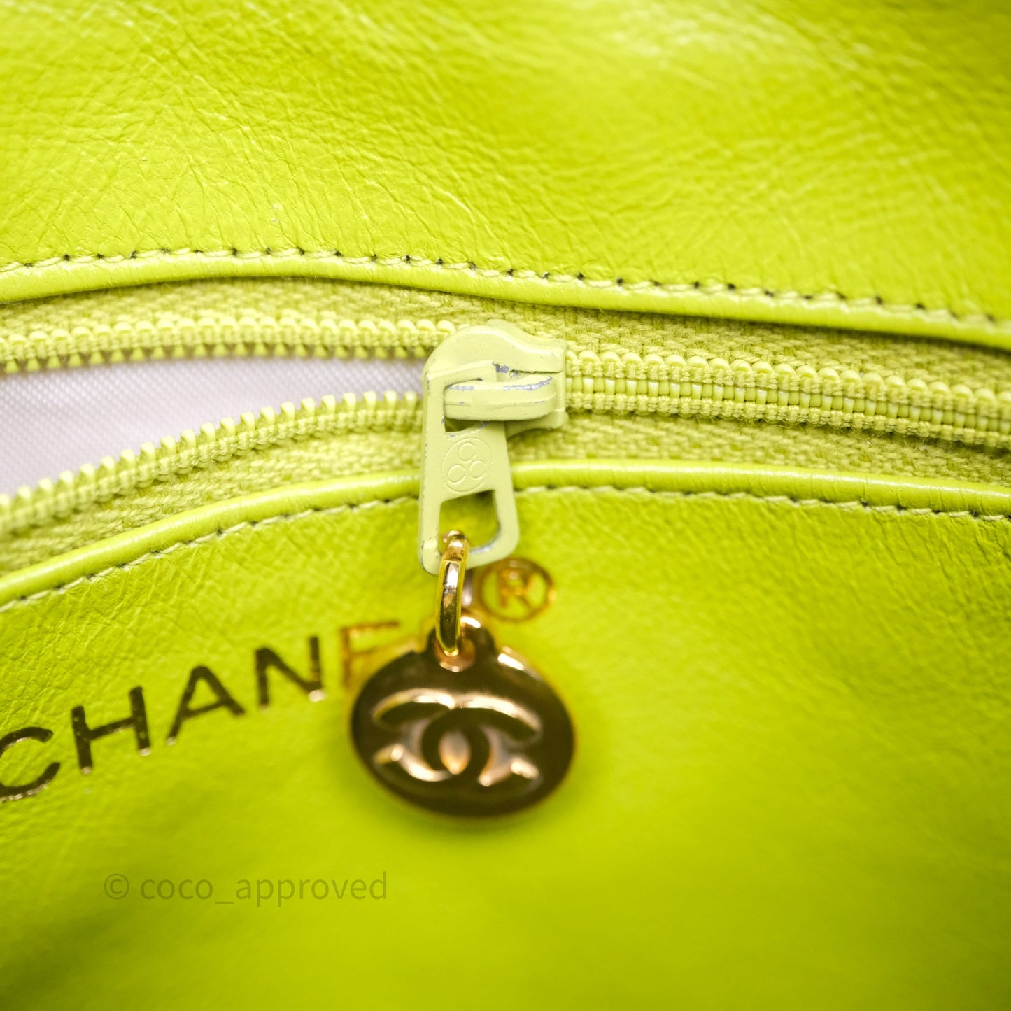 Chanel Vintage Quilted Camera Bag Green Yellow Caviar Gold Hardware