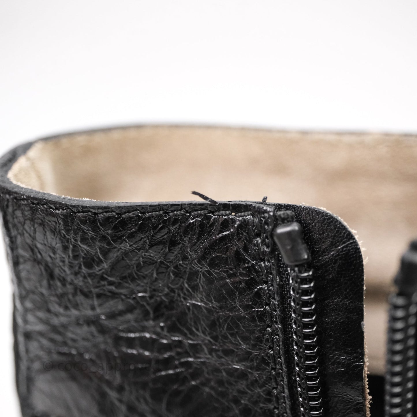 Chanel CC Black Leather Chain Ankle Boots Size 39