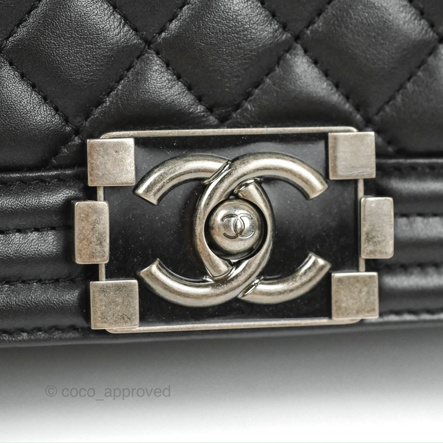 Chanel Quilted Medium Boy Black Calfskin Ruthenium Hardware