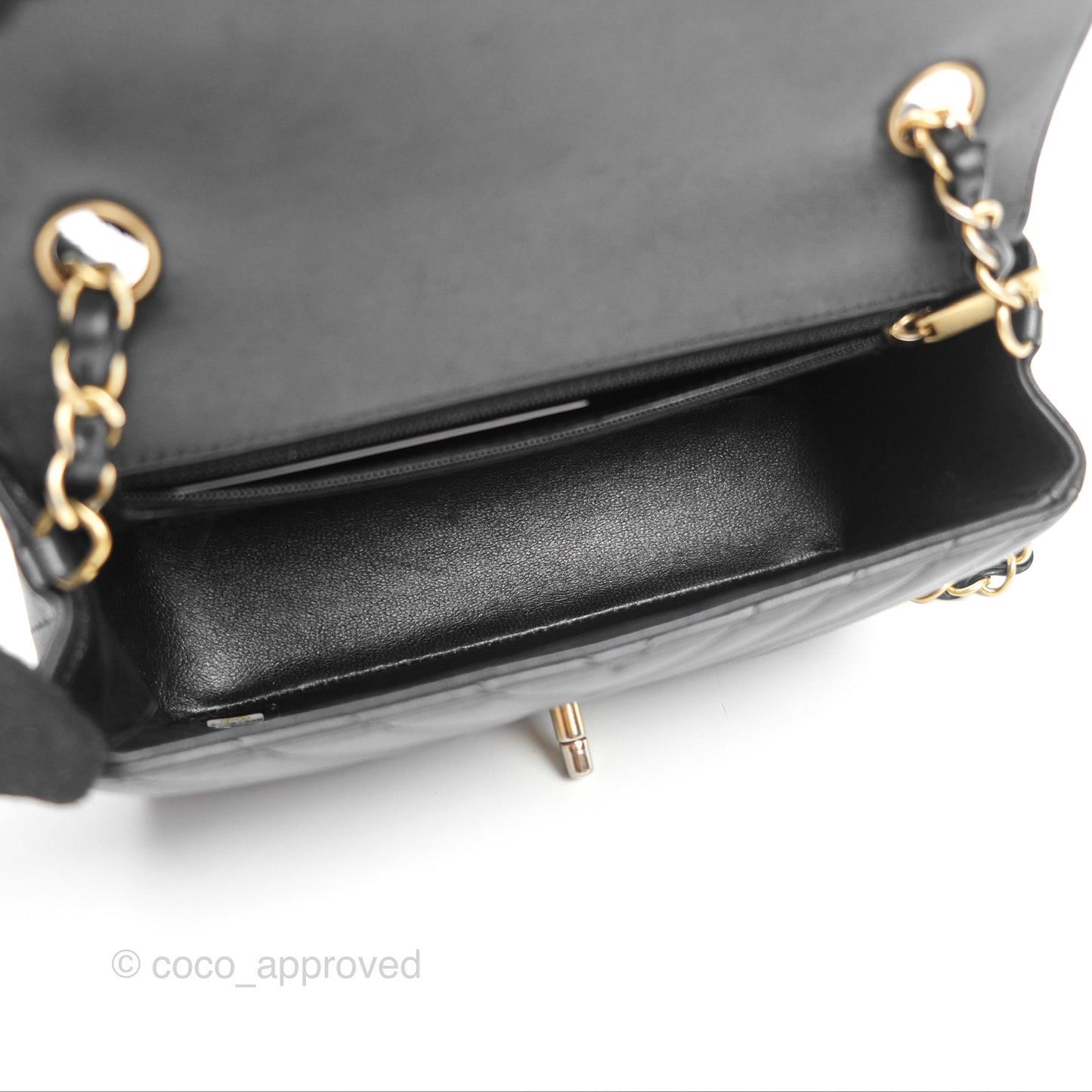 Chanel Chevron Mini Rectangular Black Lambskin Aged Gold Hardware