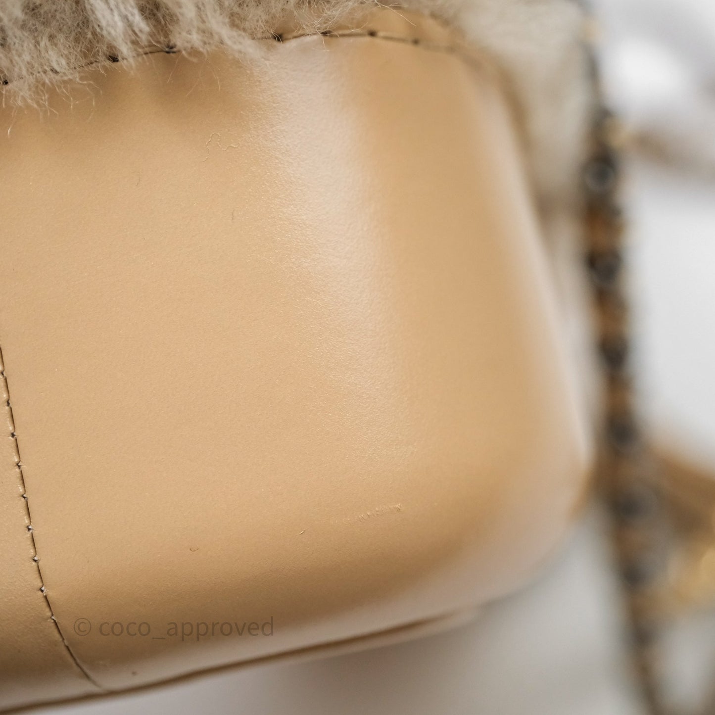 Chanel Small Gabrielle Hobo Shearling Beige Mixed Hardware