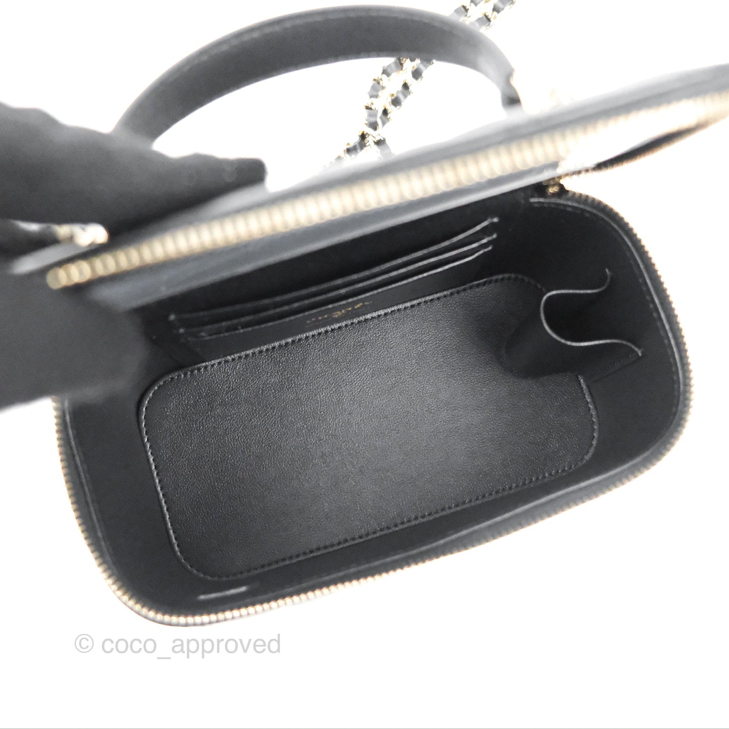 Chanel Vanity Rectangular Top Handle Black Lambskin Gold Hardware