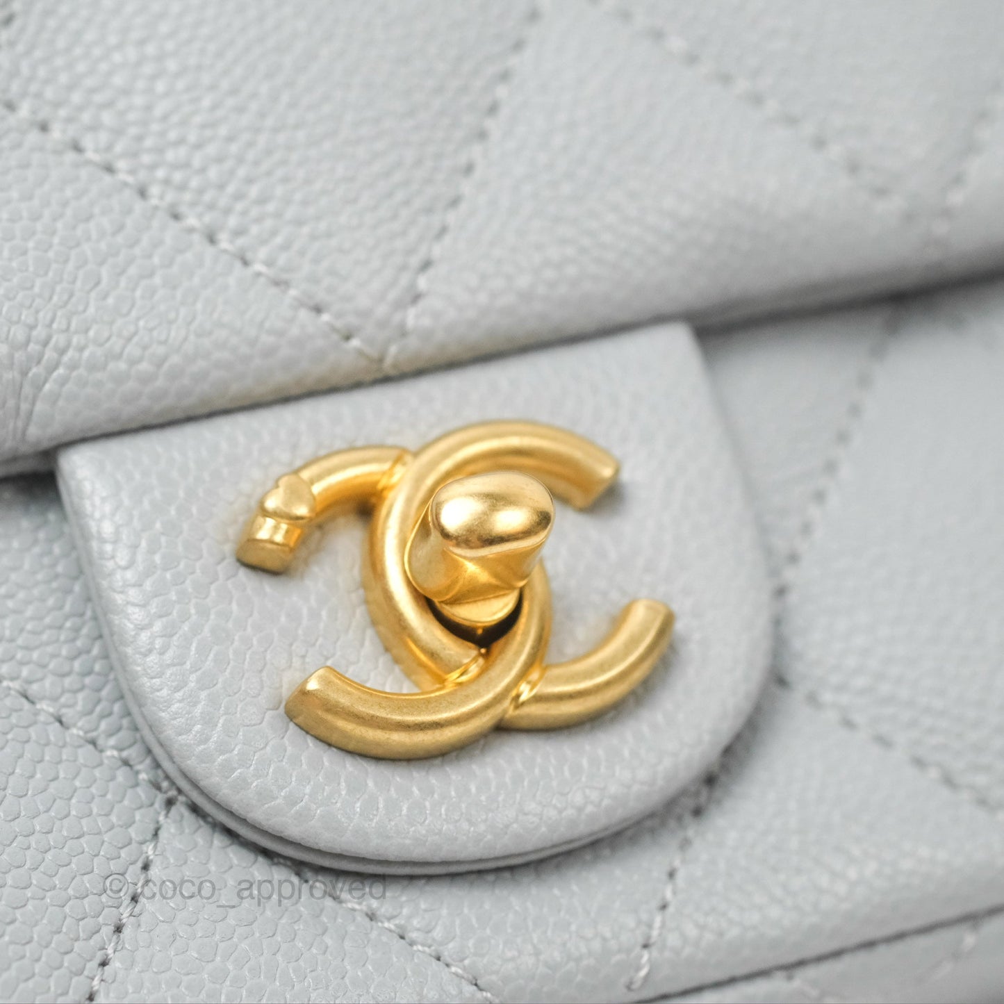 Chanel Mini Flap Bag Heart Adjustable Chain Grey Caviar Aged Gold Hardware