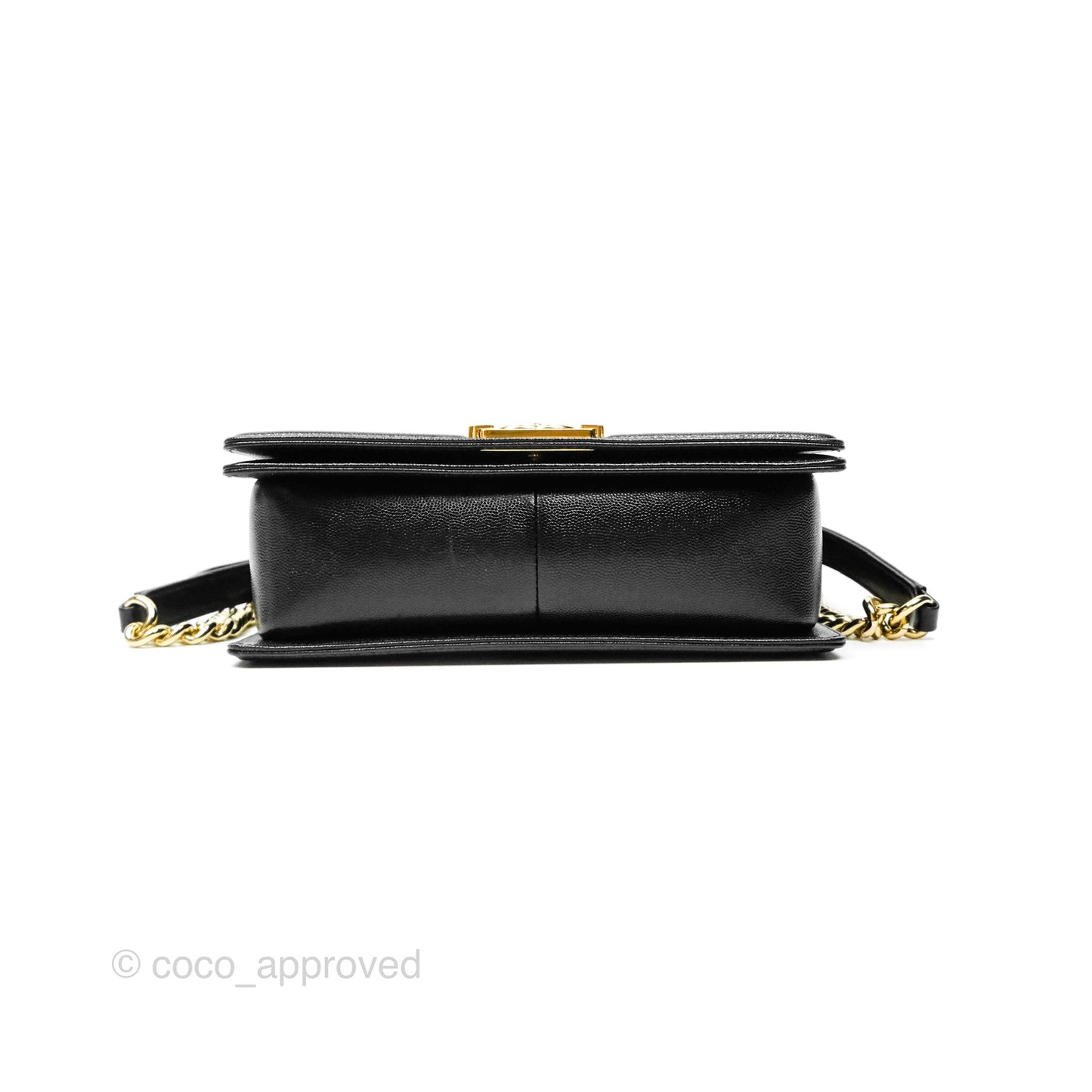 Chanel Medium Boy Chevron Black Caviar Gold Hardware