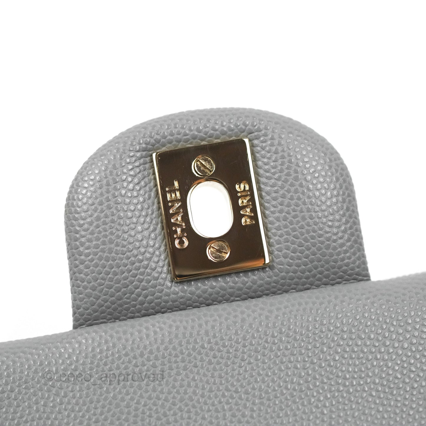 Chanel Small Classic Quilted Flap Grey Caviar Gold Hardware 20C