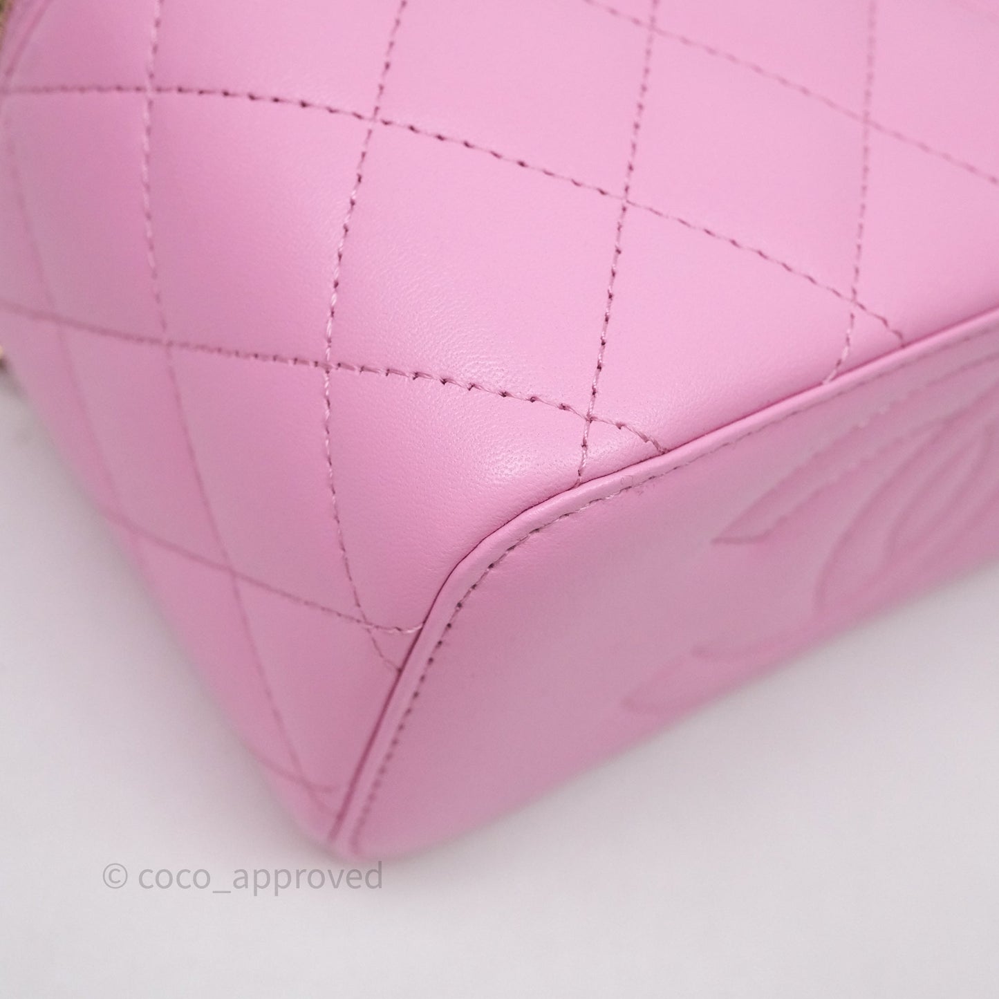 Chanel Vanity Rectangular Top Handle Pink Mint Green Lambskin Gold Hardware