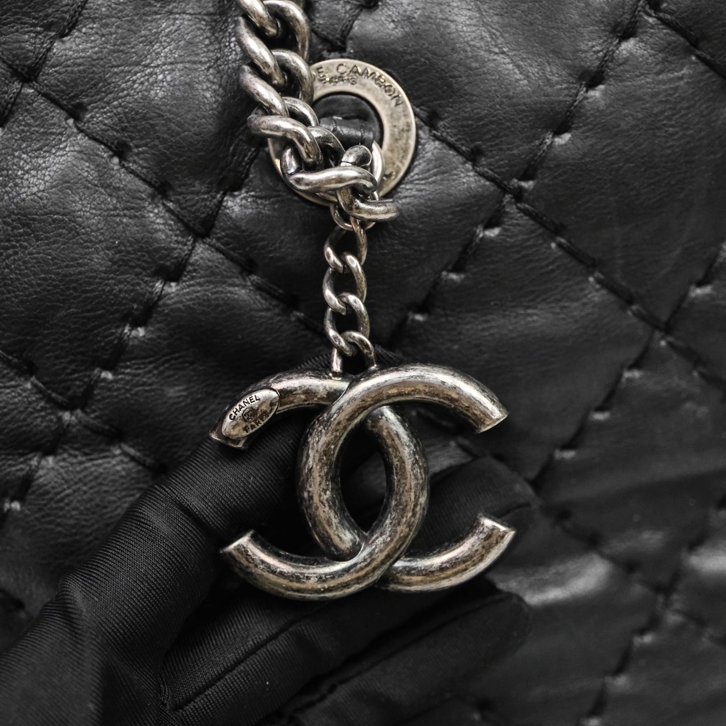 Chanel Ultimate Stitch Shopping Tote Black Calfskin Aged Silver Hardware