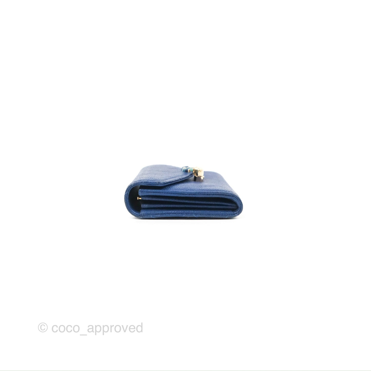 Chanel Quilted Medium Flap Wallet Blue Caviar Gold Hardware