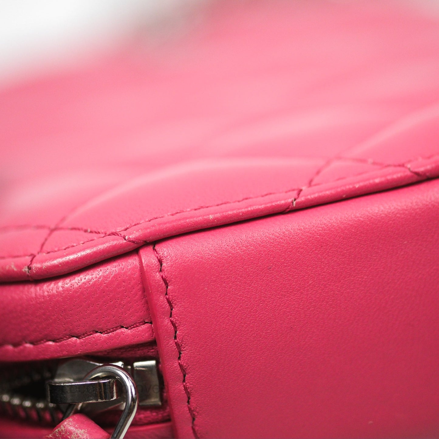 Chanel Quilted Phone Holder Pink Lambskin Silver Hardware