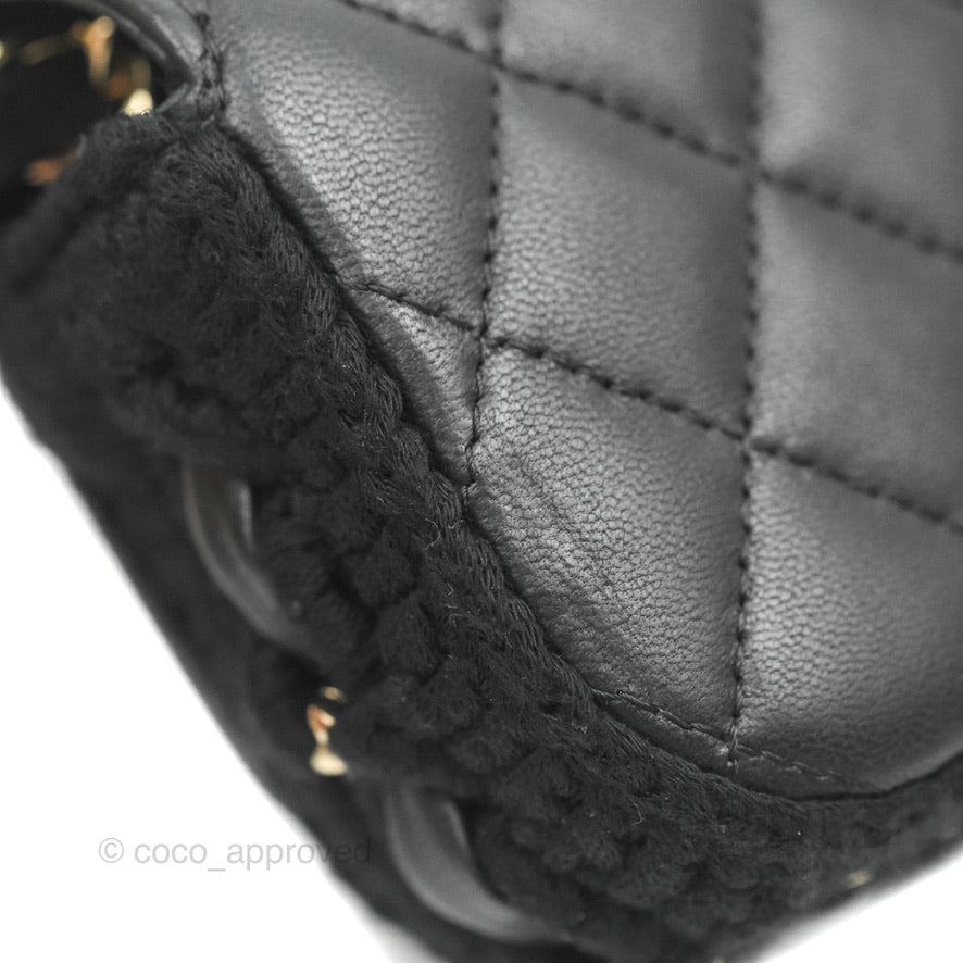 Chanel Mini Bag Black Lambskin Crochet Gold Hardware 22C
