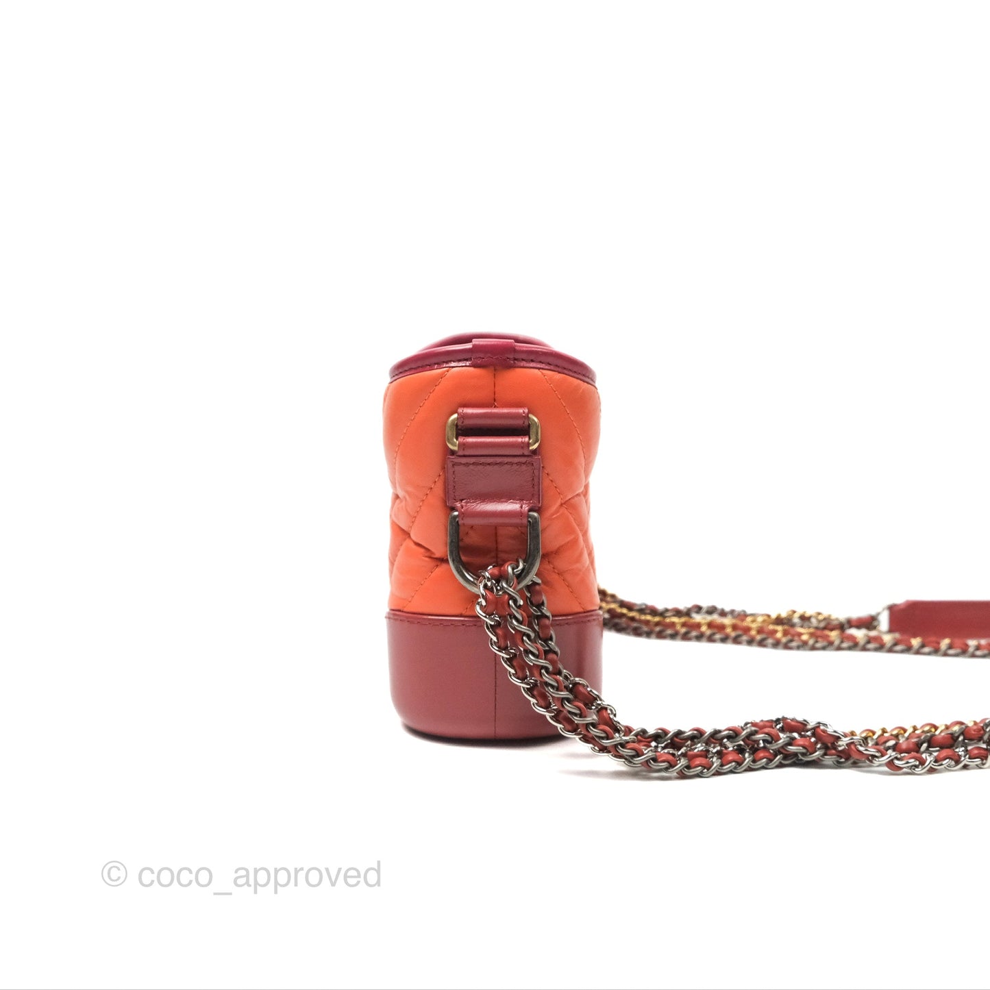Chanel Small Gabrielle Hobo Chevron Orange Red Aged Calfskin