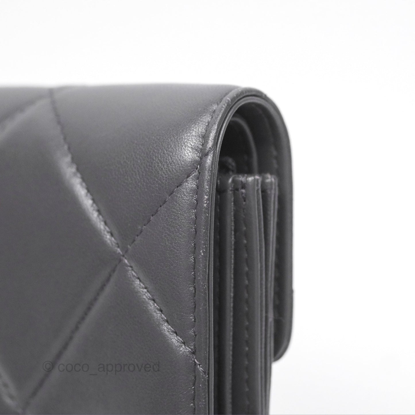 Chanel 19 Short Flap Wallet Grey Gold Hardware