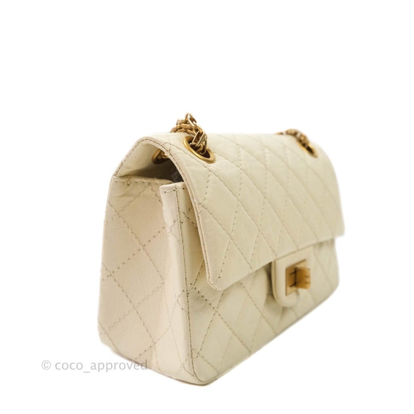 Chanel Mini Reissue 224 White Aged Calfskin Aged Gold Hardware