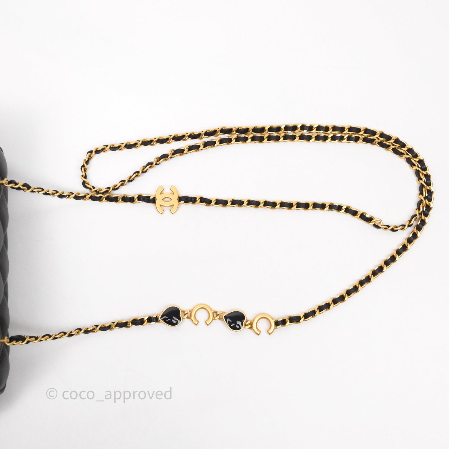 Chanel Vanity With COCO Heart Chain Black Lambskin Aged Gold Hardware
