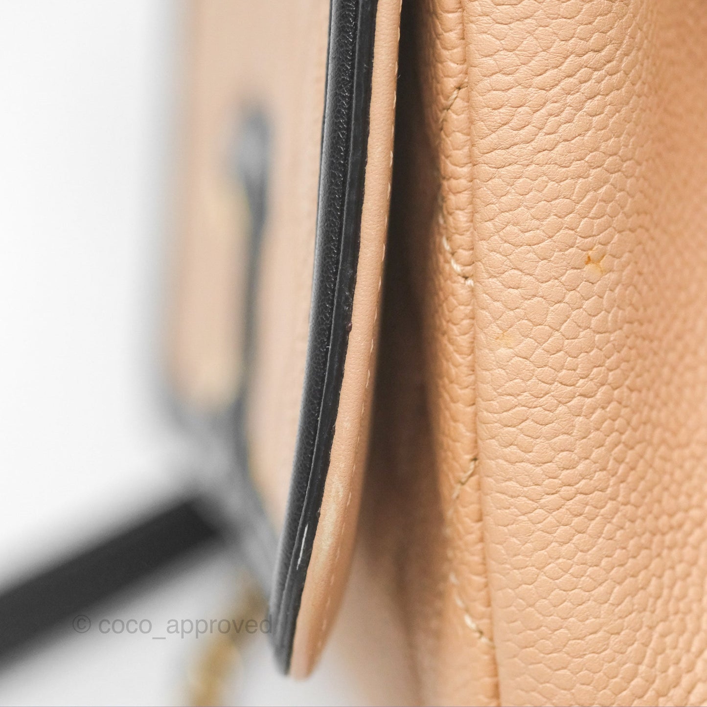 Chanel Small CC Filigree Flap Quilted Beige Black Caviar