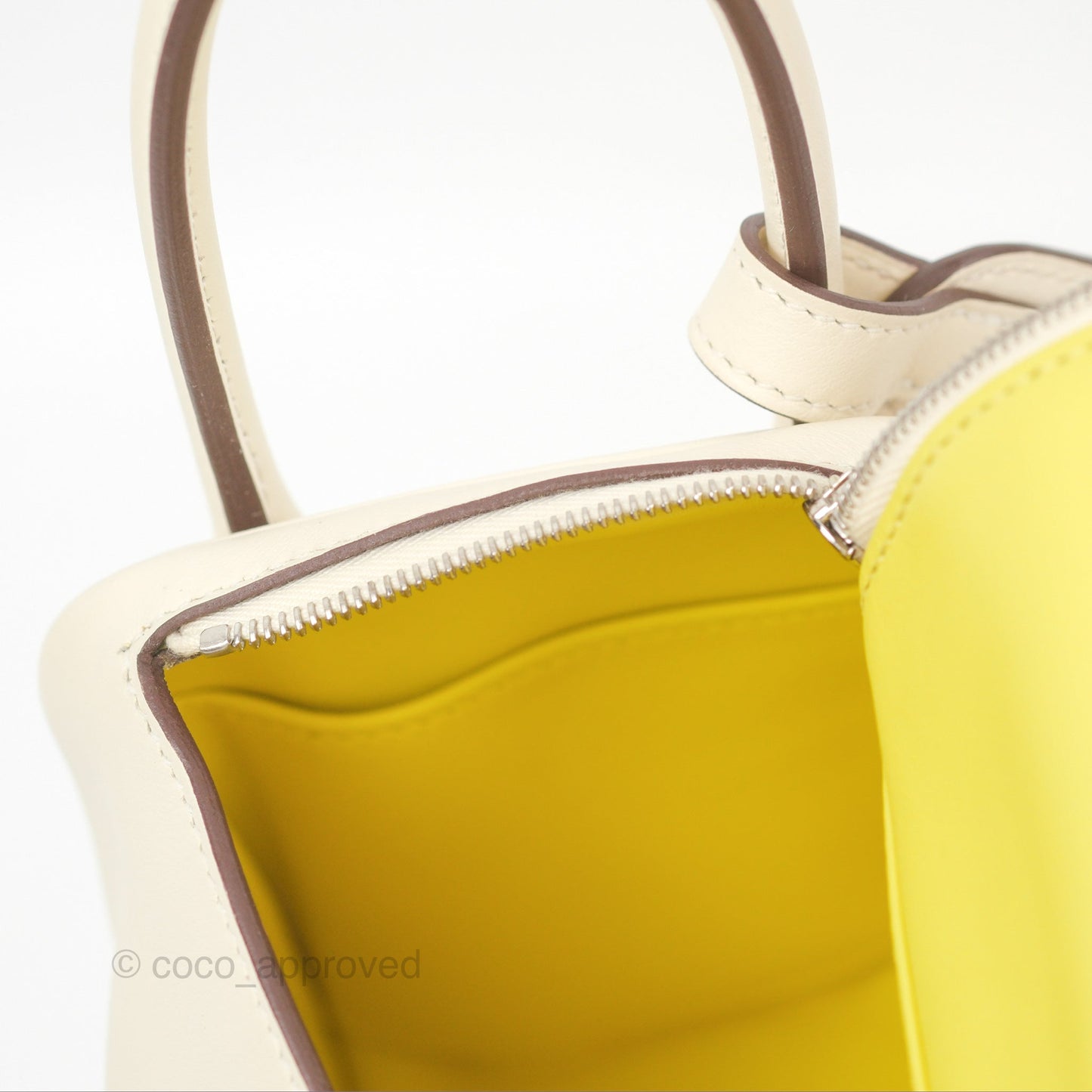 Hermès Mini Lindy 20 Nata/ Lime Swift Palladium Hardware