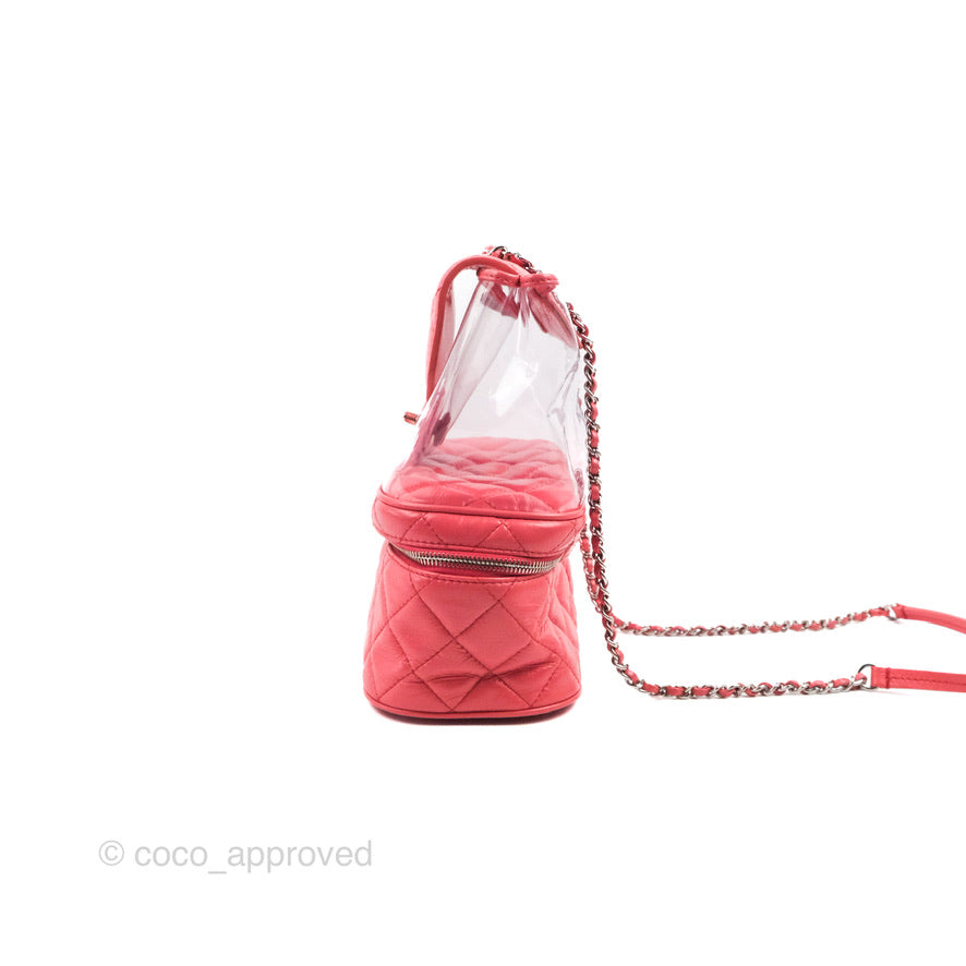 Chanel Aquarium PVC Coral Pink Crumpled Calfskin Silver Hardware