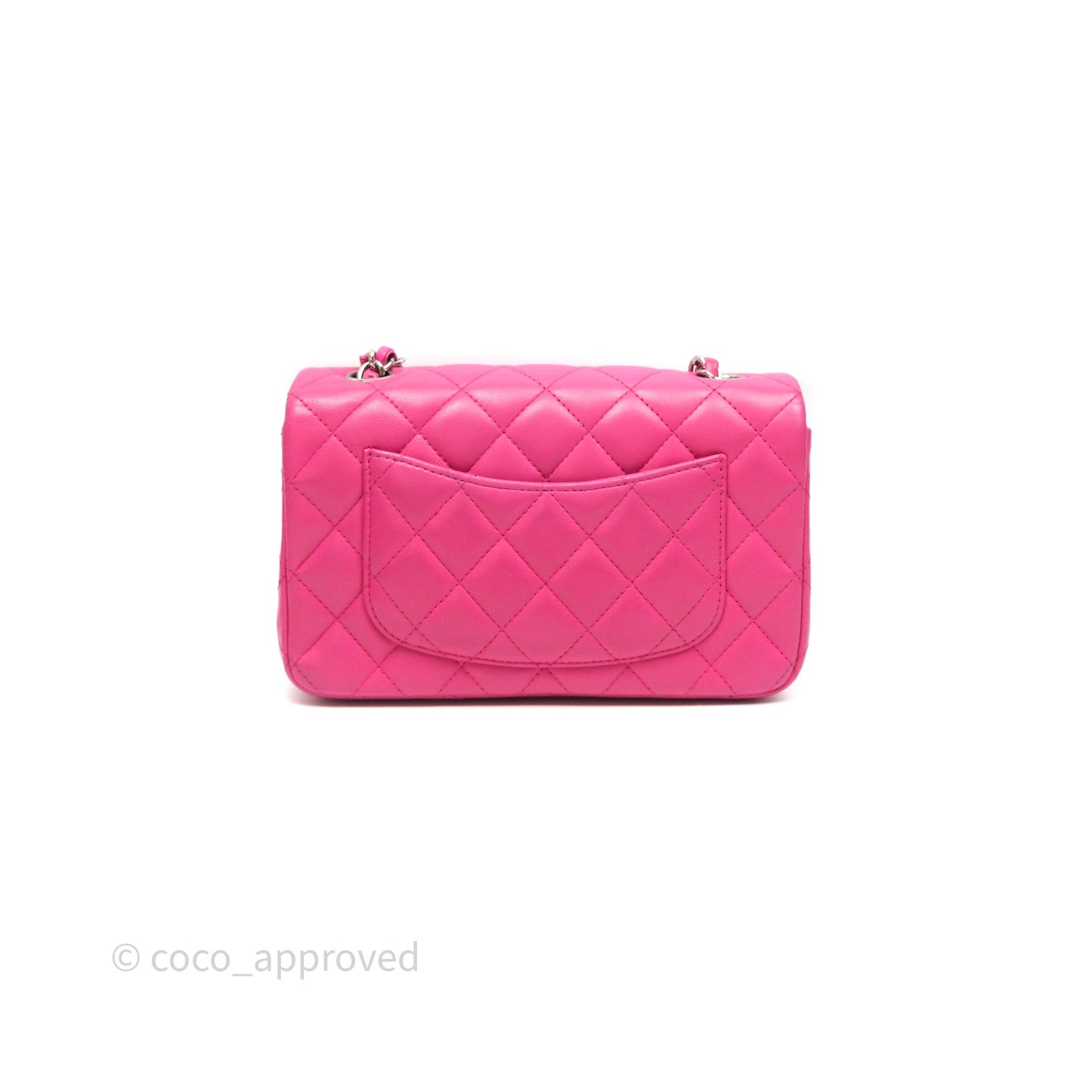 Chanel Mini Rectangular Quilted Dark Pink Lambskin Silver Hardware