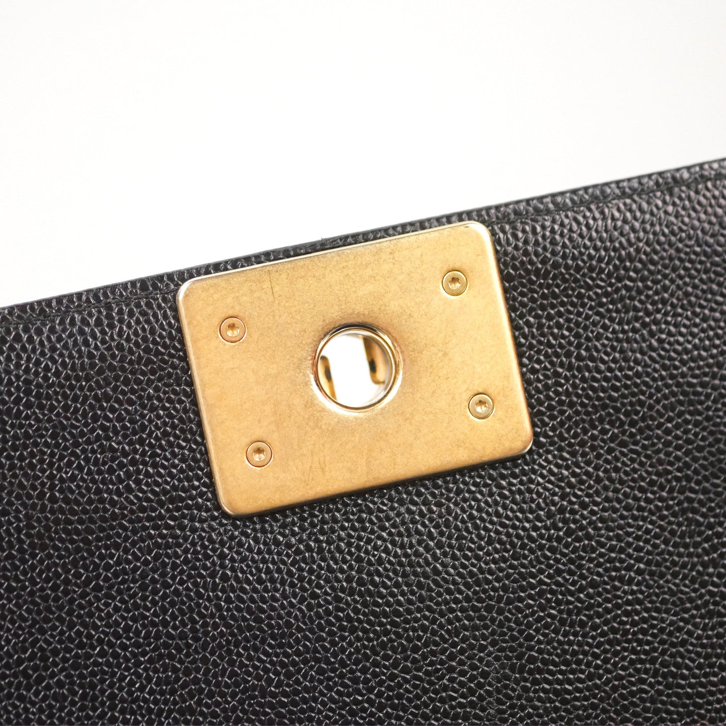 Chanel Chevron Medium Boy Black Caviar Aged Gold Hardware