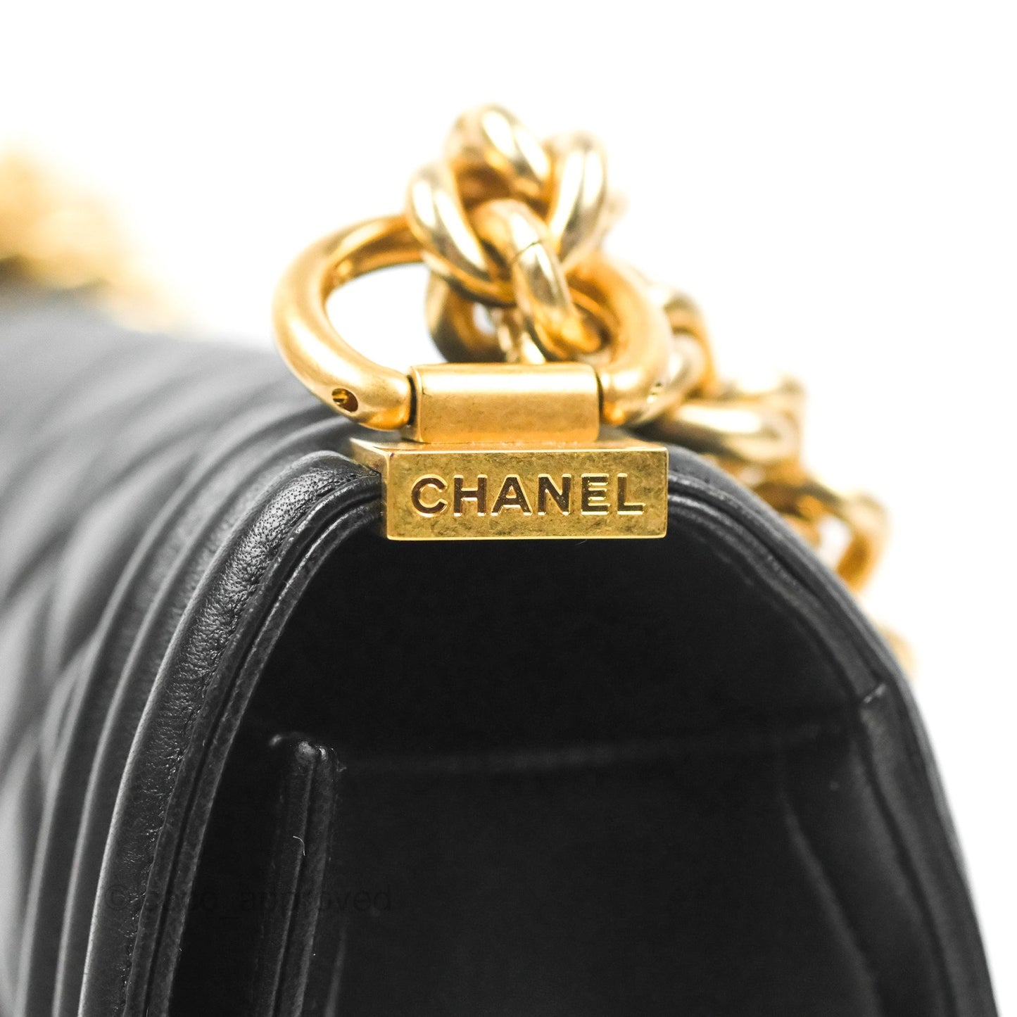 Chanel Quilted Medium Boy Black Lambskin Aged Gold Hardware
