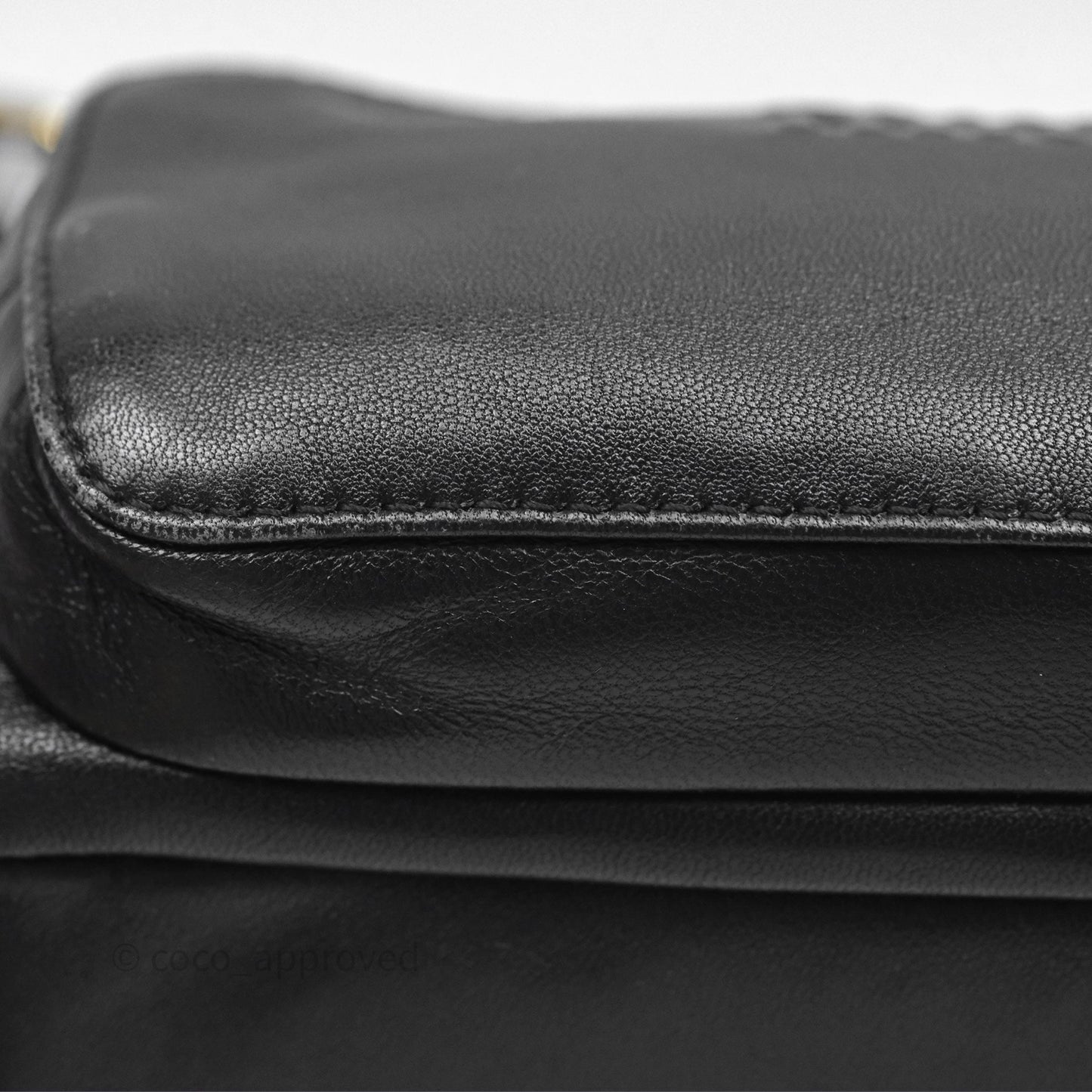 Miu Miu Nappa Leather Pocket Bag Black Lambskin Gold Hardware