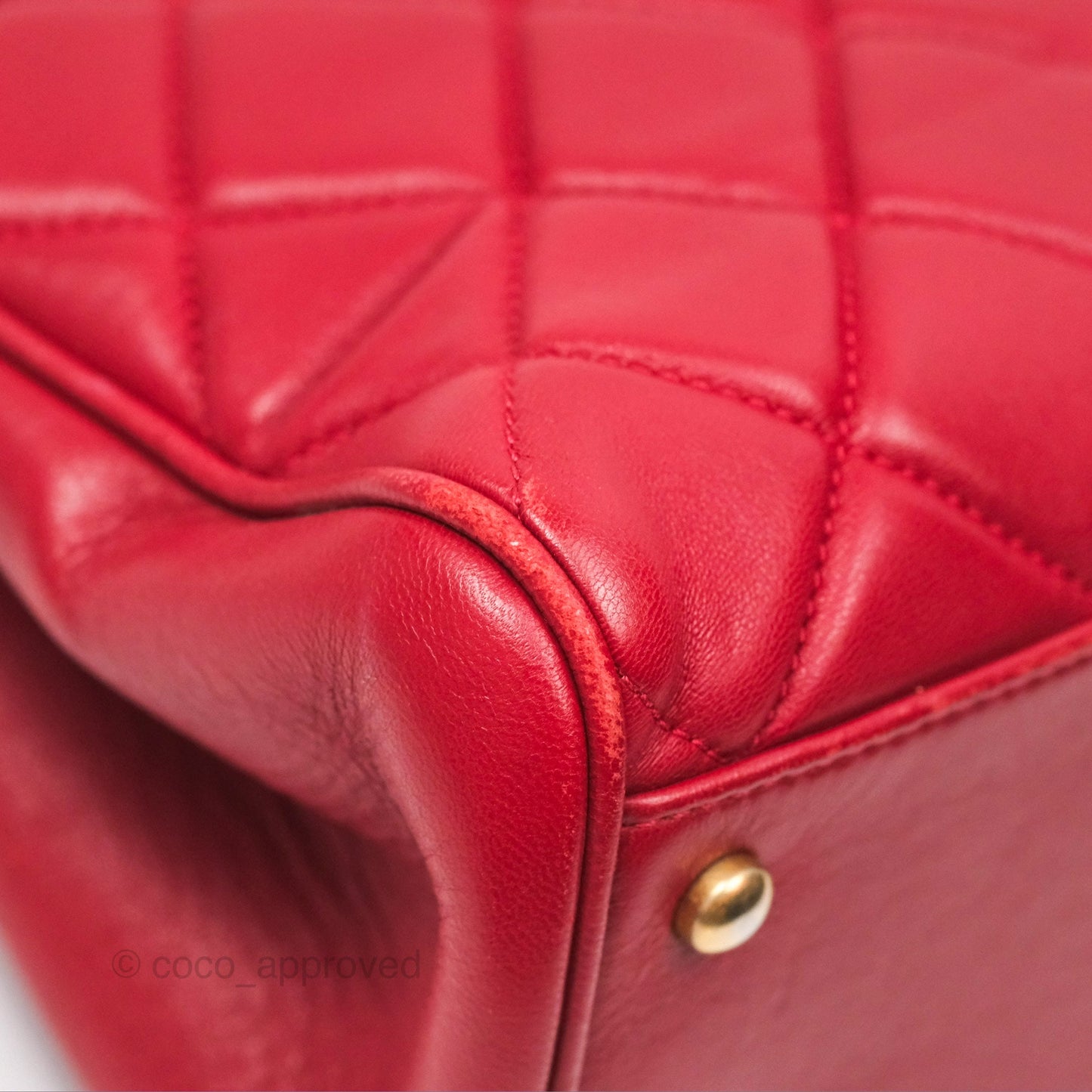 Chanel Tote Bag Red Lambskin Aged Gold Hardware