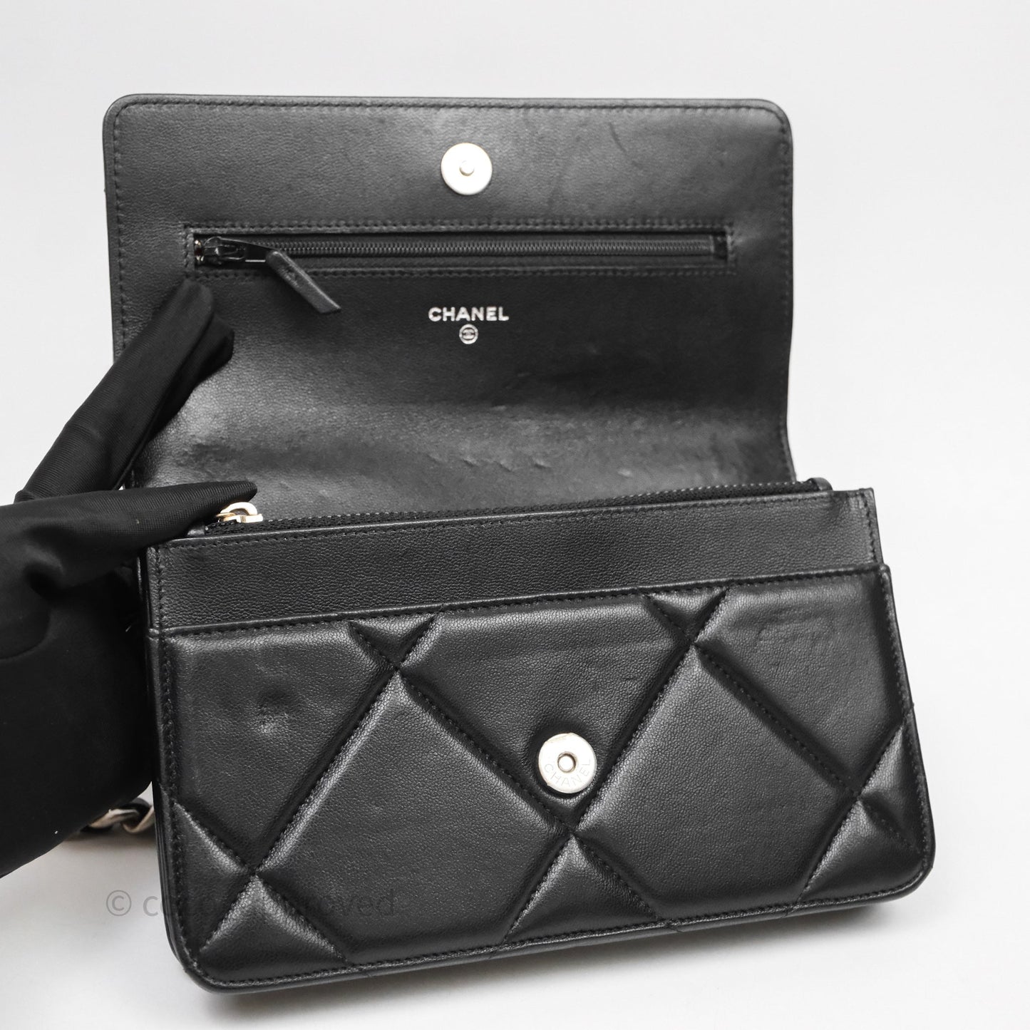 Chanel 19 Wallet on Chain WOC Black Mixed Hardware
