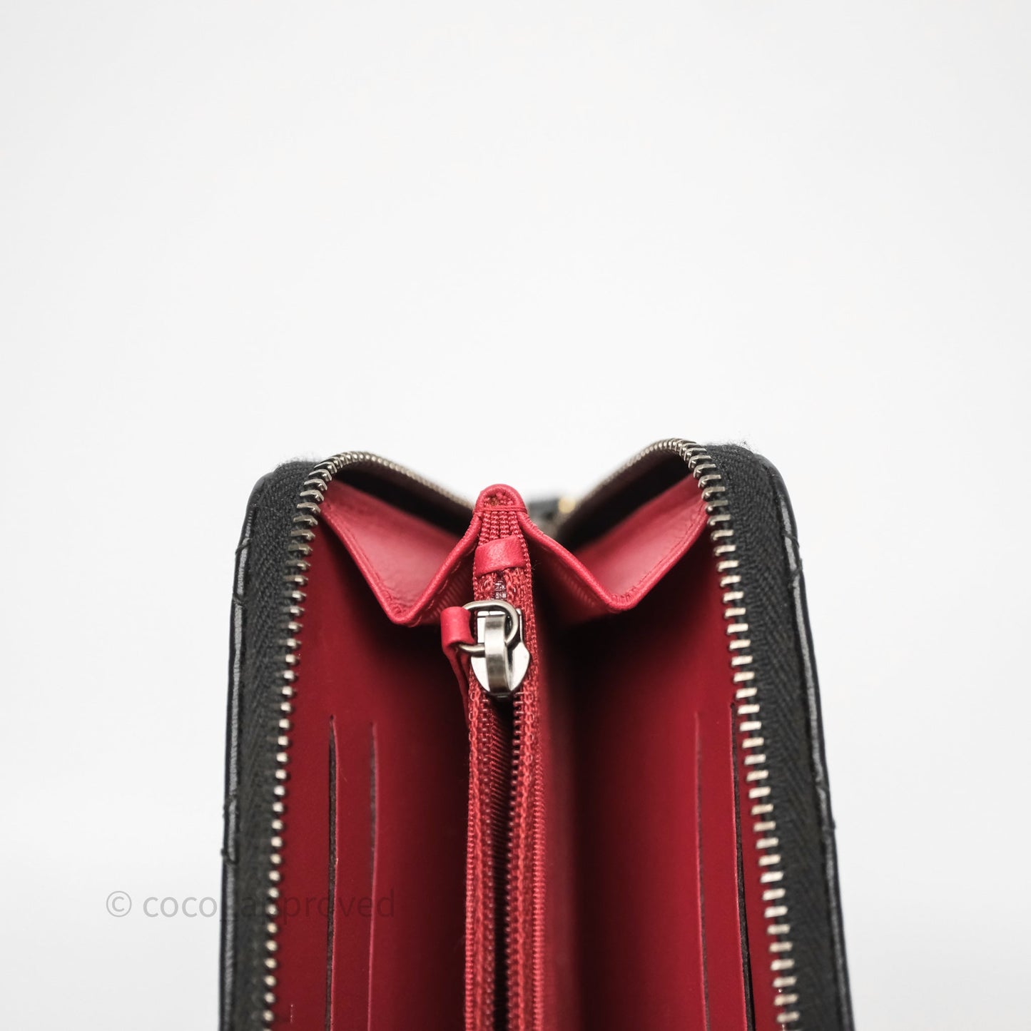 Chanel Quilted Gabrielle Zip Long Wallet Black Aged Gold Hardware